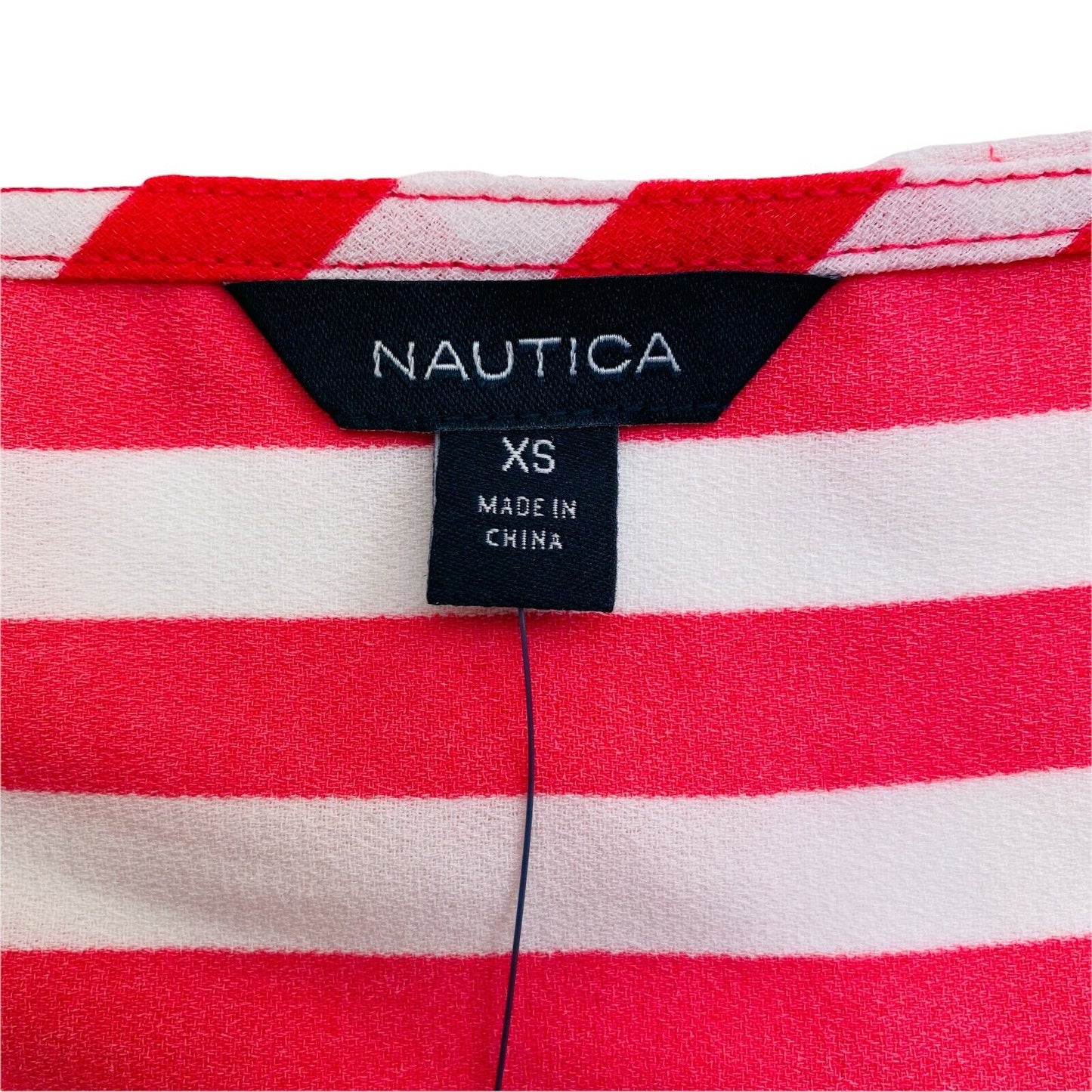 NAUTICA Bluse, Rundhalsausschnitt, ärmellos, Rot, gestreift, Größe XS