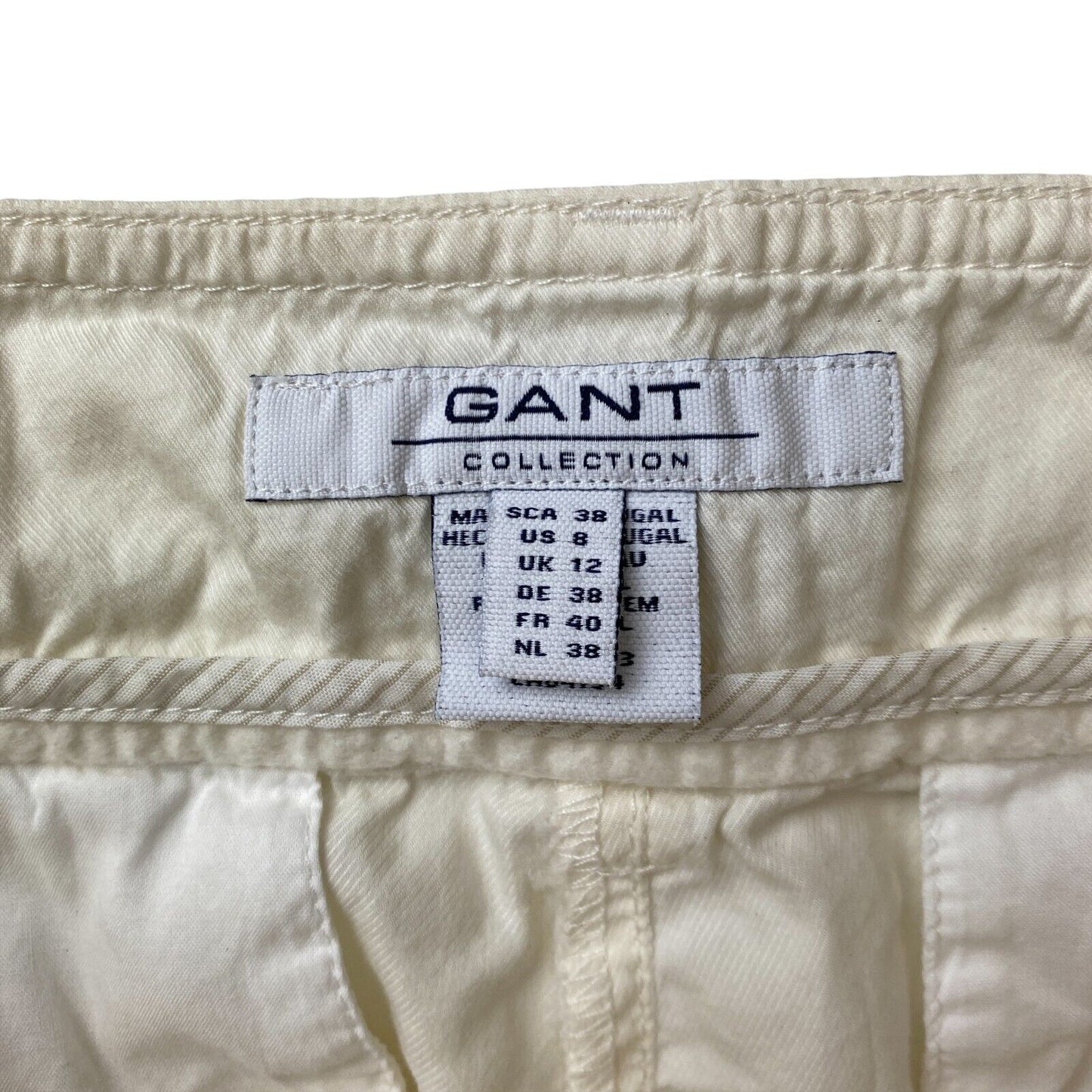 GANT Women Cream White Regular Fit Silk Blend Shorts EUR 38 UK 12 US 8 W28