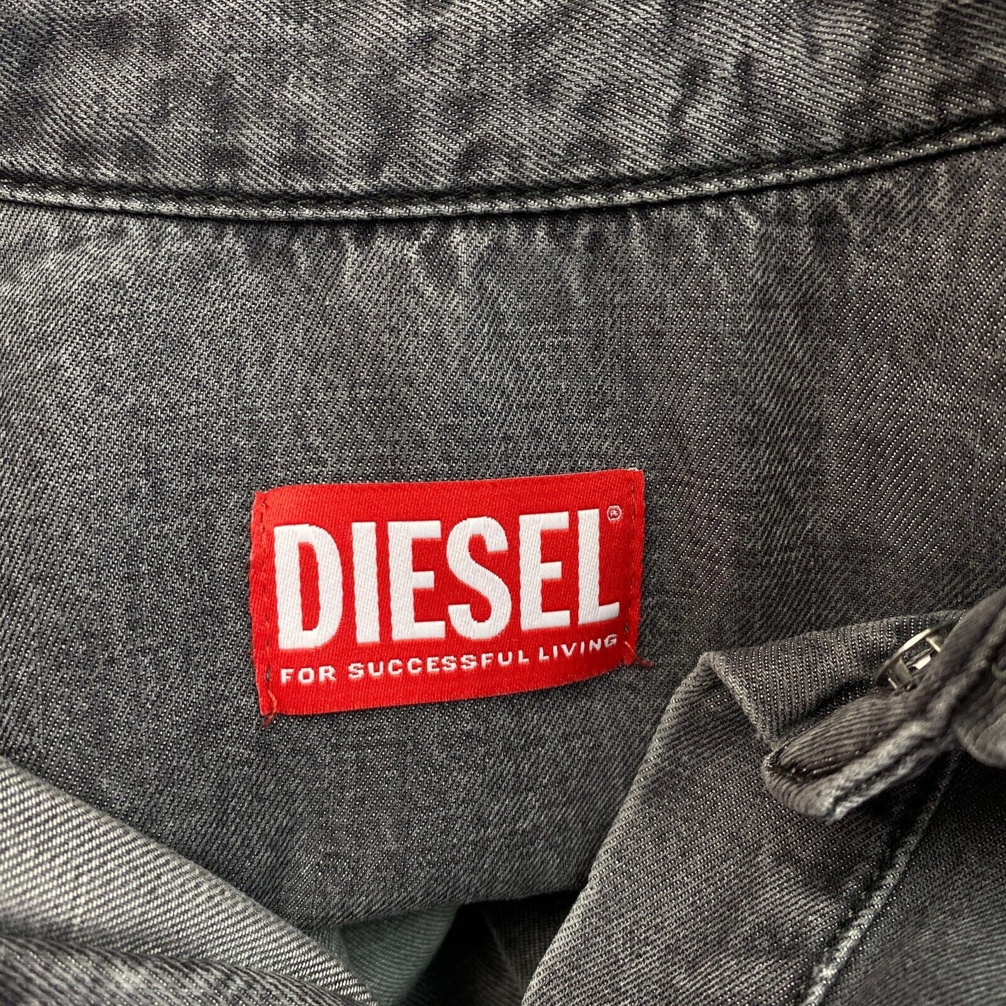 DIESEL Graues asymmetrisches Hemdkleid aus hellem Denim mit langen Ärmeln, Größe 2XS XXS