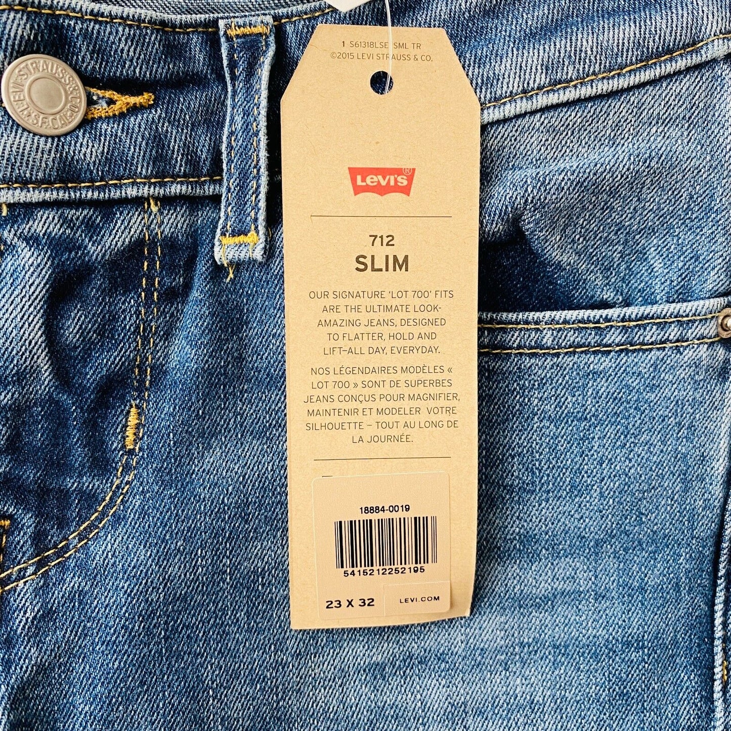 Levi's 712 Women Teens Blue Mid Rise Stretch Slim Fit Jeans W23 L32