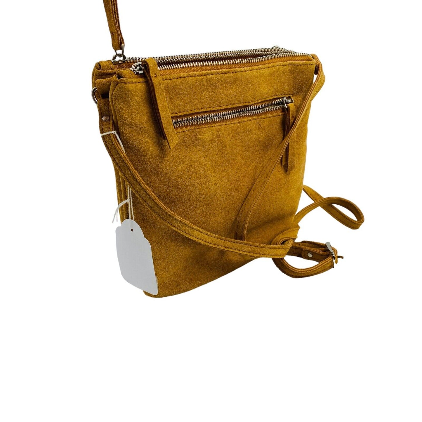 MAZARIN Dark Yellow Suede Leather Handbag Shoulder Bag Crossbody Bag