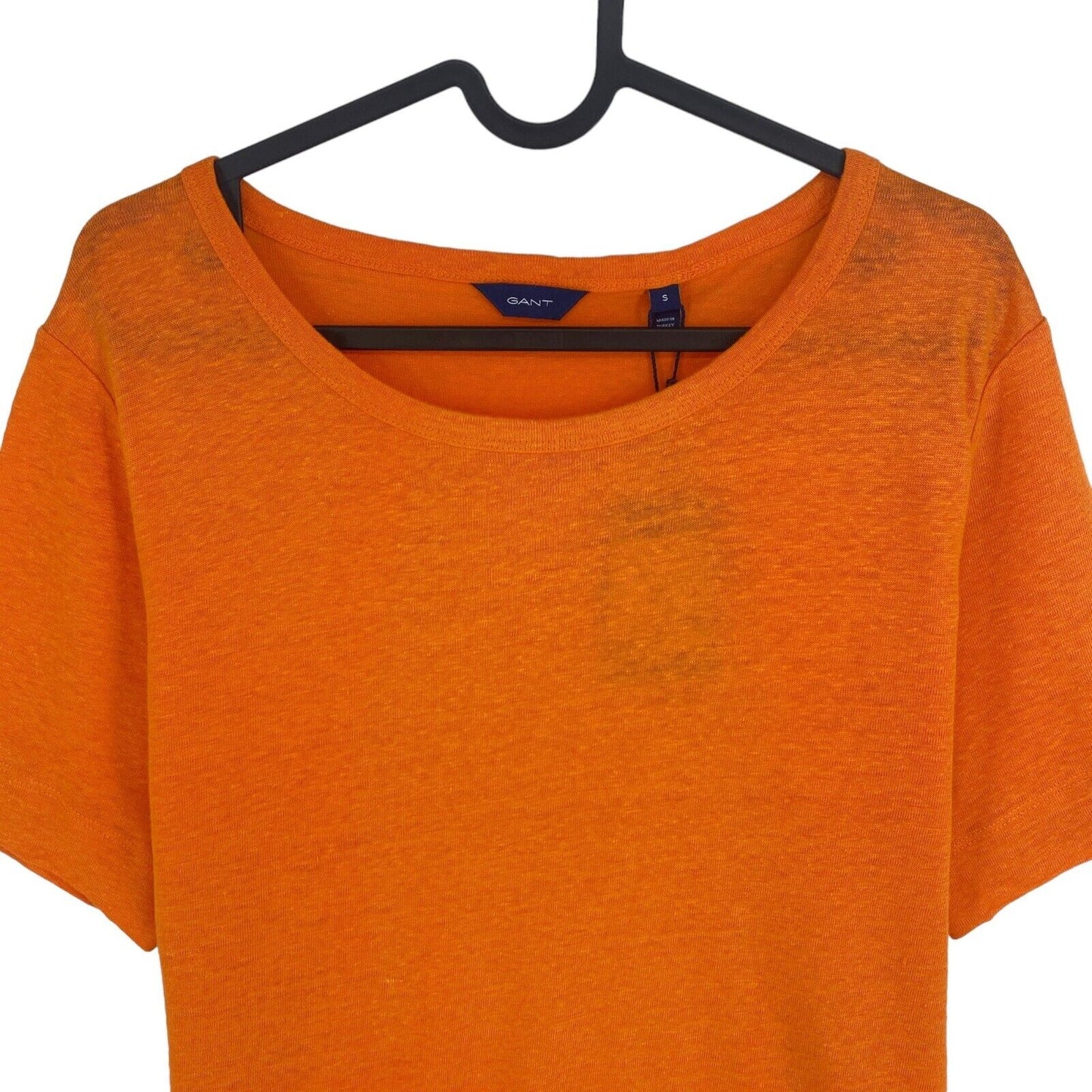 GANT Women Orange Linen Crew Neck Short Sleeve T Shirt Size S