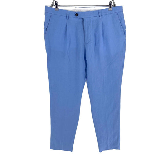 MANUEL RITZ Blue Slim Fit Linen Chino Pants Trousers Size EU 54 UK/US 44