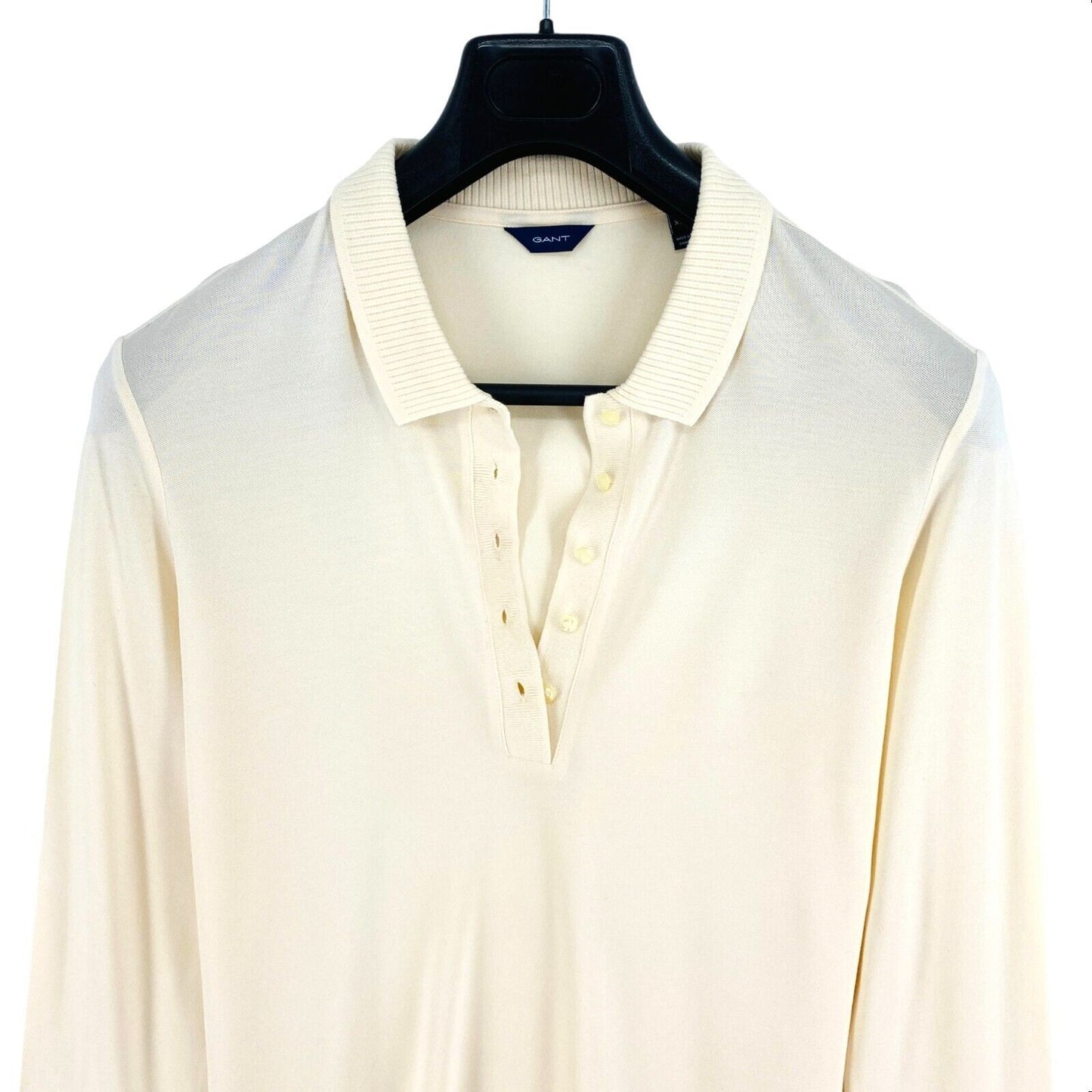 GANT Polo Beige Détail Col Manches Longues Taille 2XL XXL