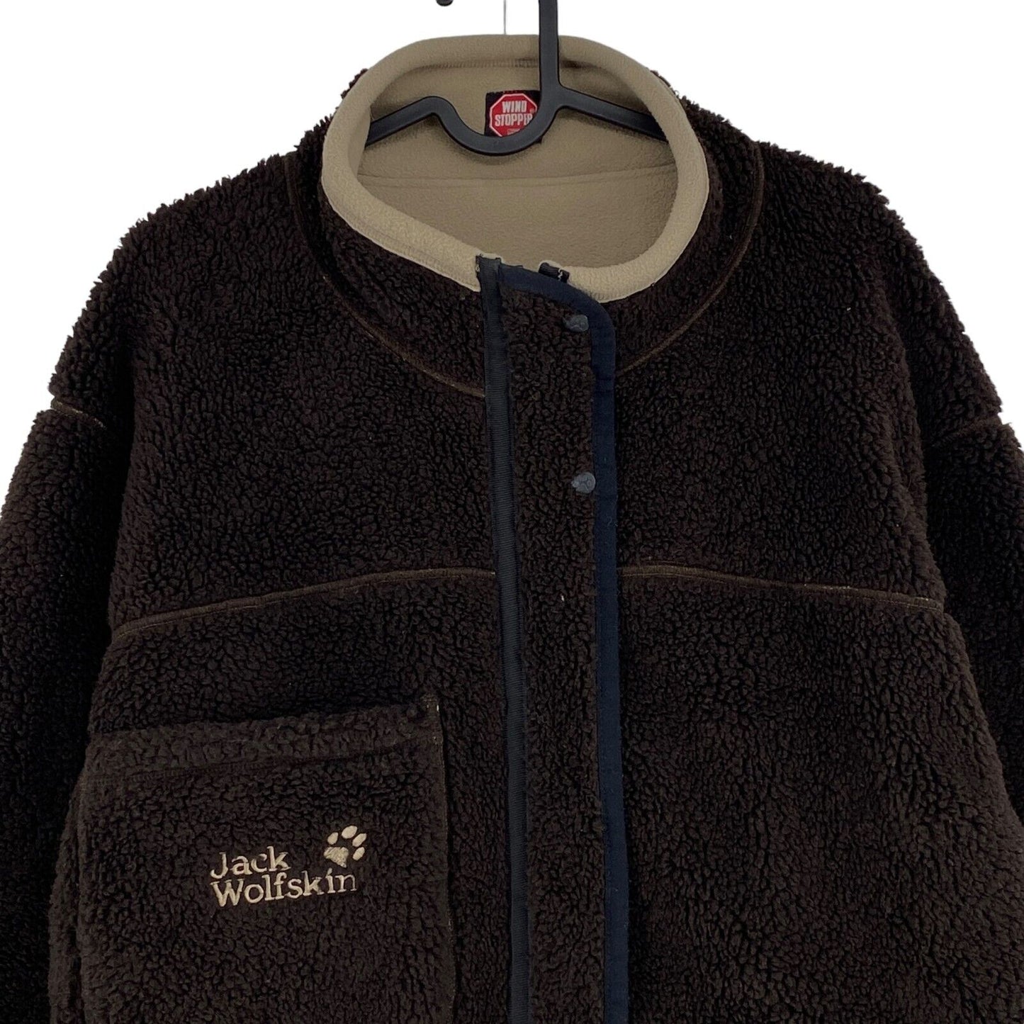 Jack Wolfskin Réversible Windstopper Veste Marron Foncé Manteau Taille L