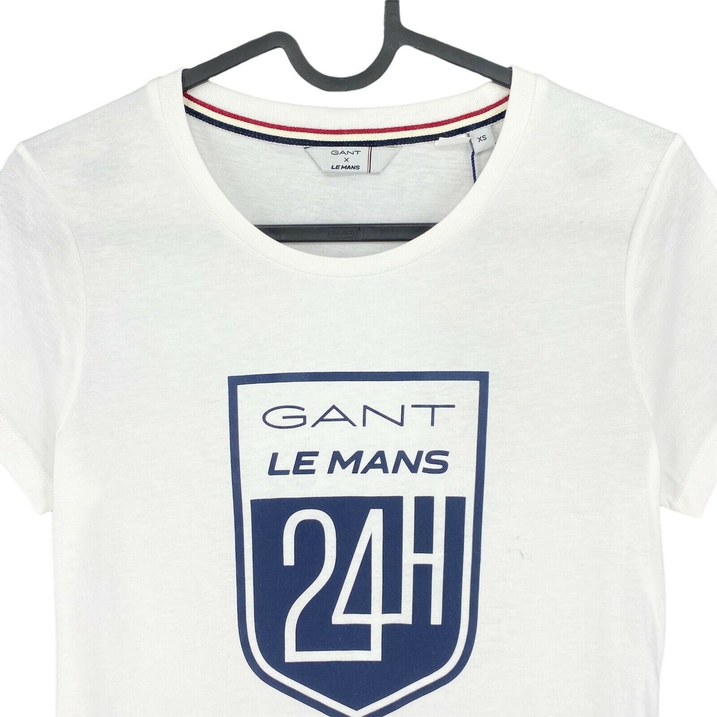 GANT x LE MANS – T-Shirt mit Rundhalsausschnitt und Grafik, weiß, Größe XS