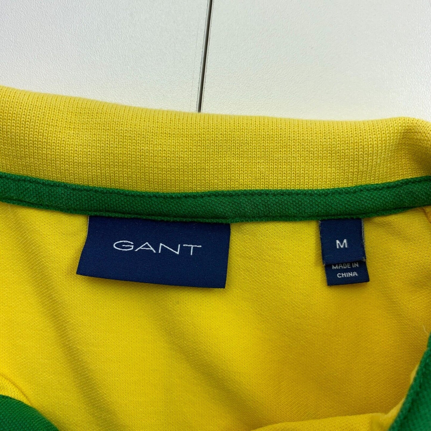 GANT Yellow Contrast Collar Pique Rugger Polo Shirt Size M