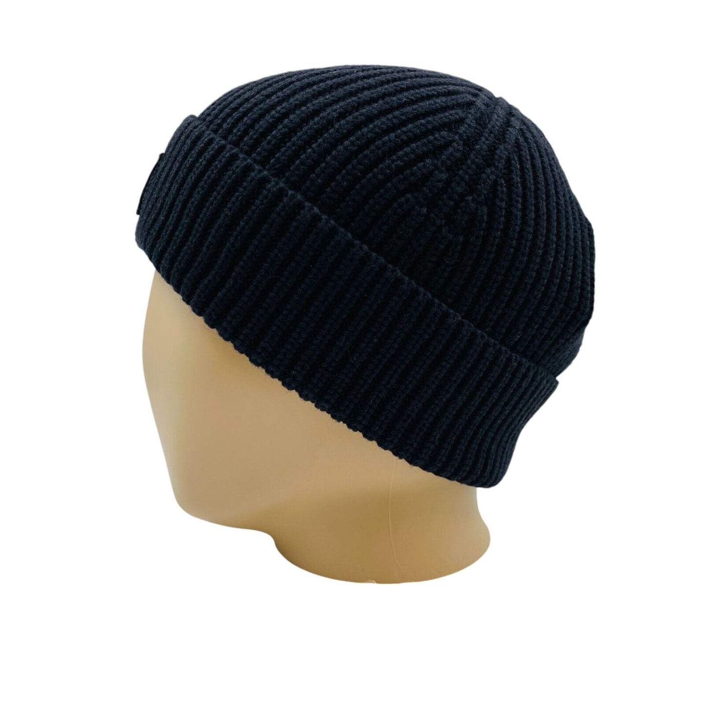 GANT Unisex Adult Black Cotton Wool Blend Rib Knit Beanie Winter Hat One Size