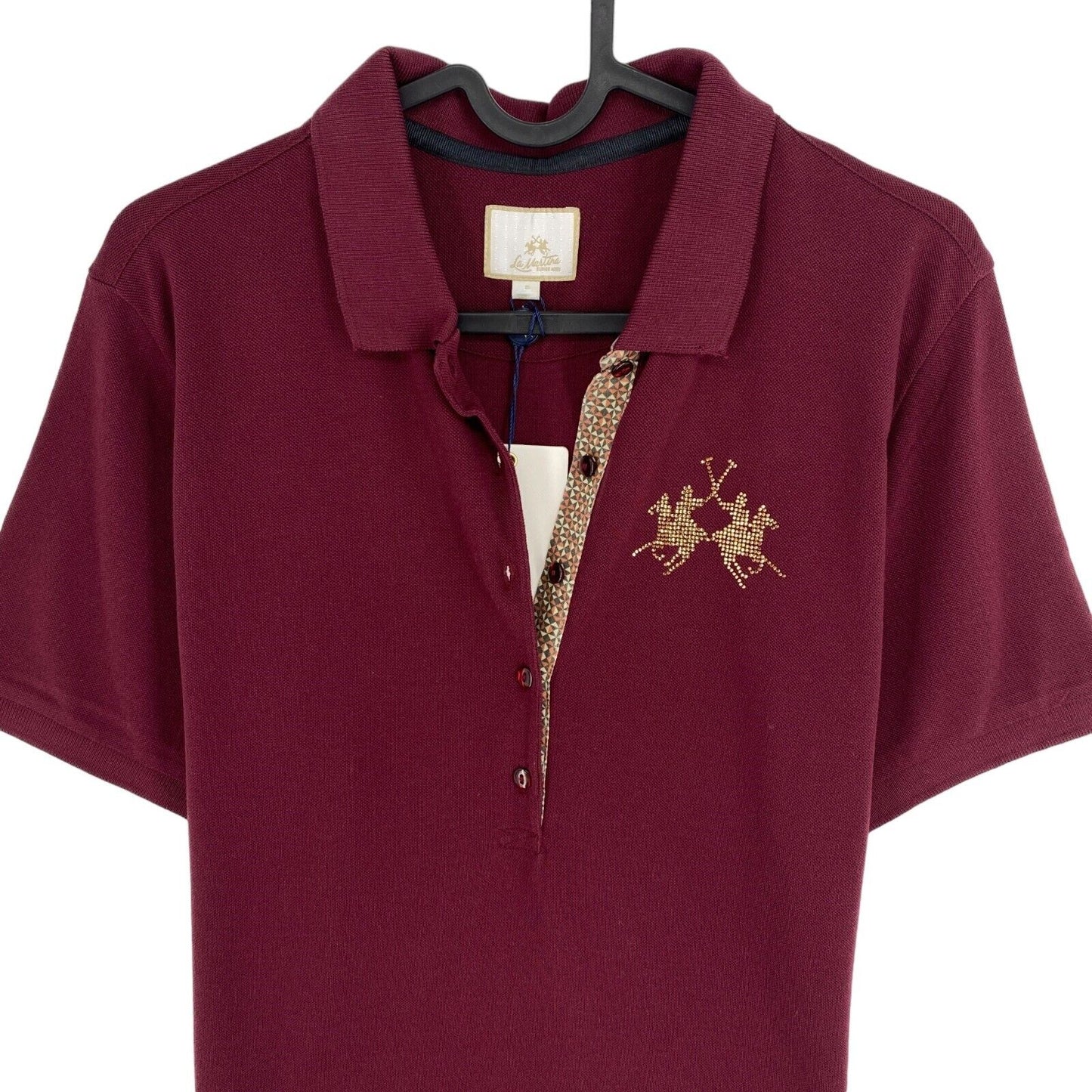 LA MARTINA Dark Red Co Modal Piquet Polo Shirt Size 3 / M