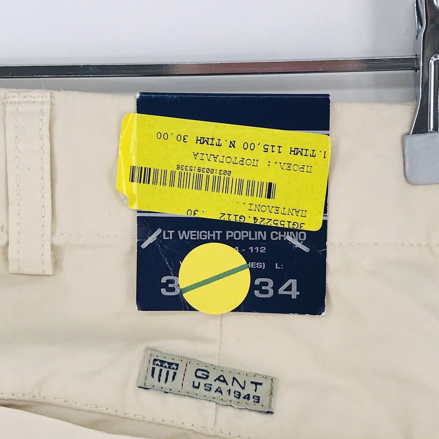 GANT Ivory Regular Straight Fit Light Weight Chino Pants Trousers W30 L34