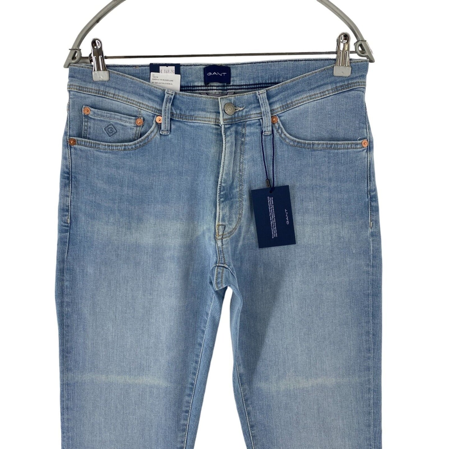 GANT MAXEN Herren Jeans, Stretch, niedrige Taille, extra schmale Passform, Hellblau, W32 L34