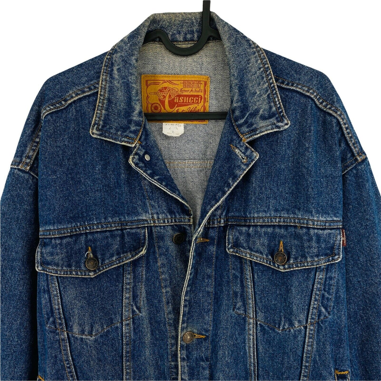 CASUCCI Navy Blue Vintage Denim Jeans Jacket Size L