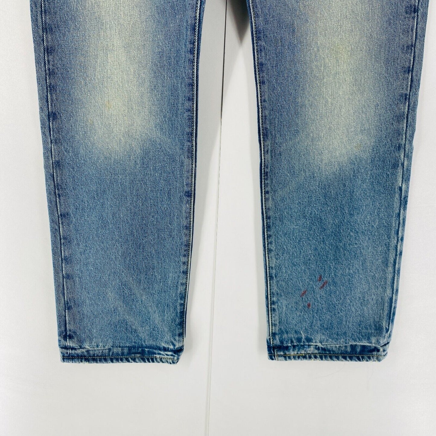 Levi's Premium 1961 551 Z Mens Blue Relaxed Straight Fit Stained Jeans W32 L32