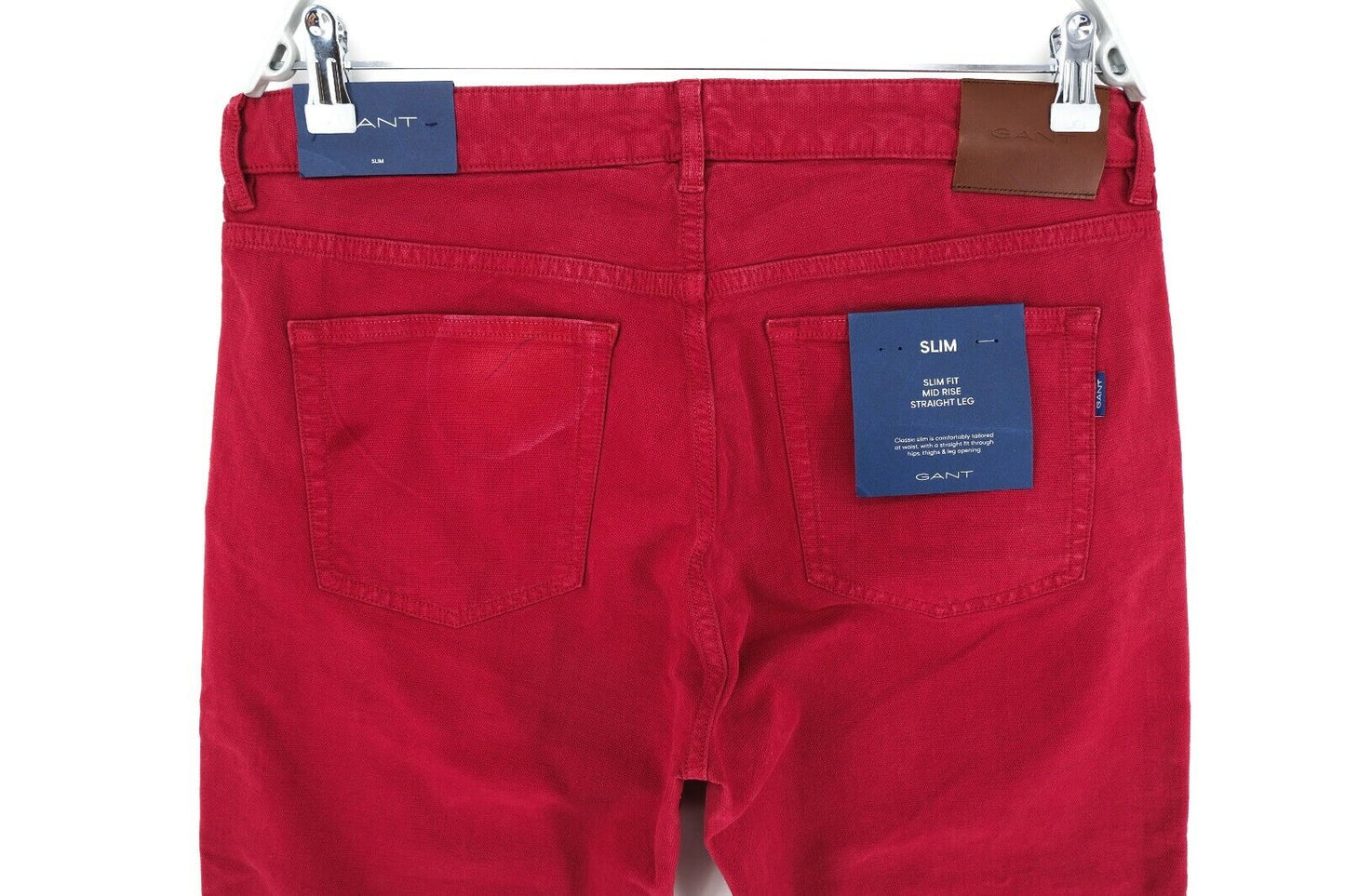 GANT Mahogny Red Canvas Slim Fit Jeans Size W33 L34