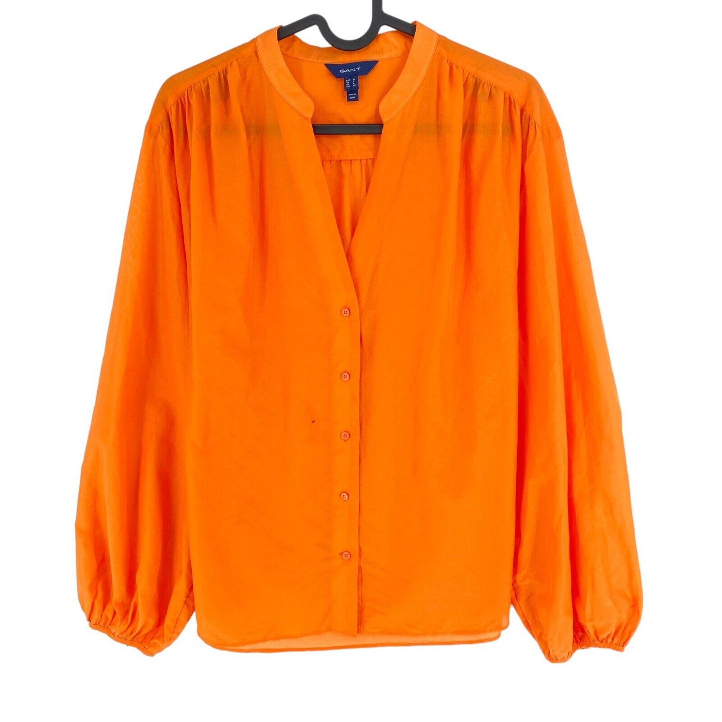 GANT Women Orange Relaxed Cotton Silk Long Sleeve Blouse Size EU 36 UK 8 US 6