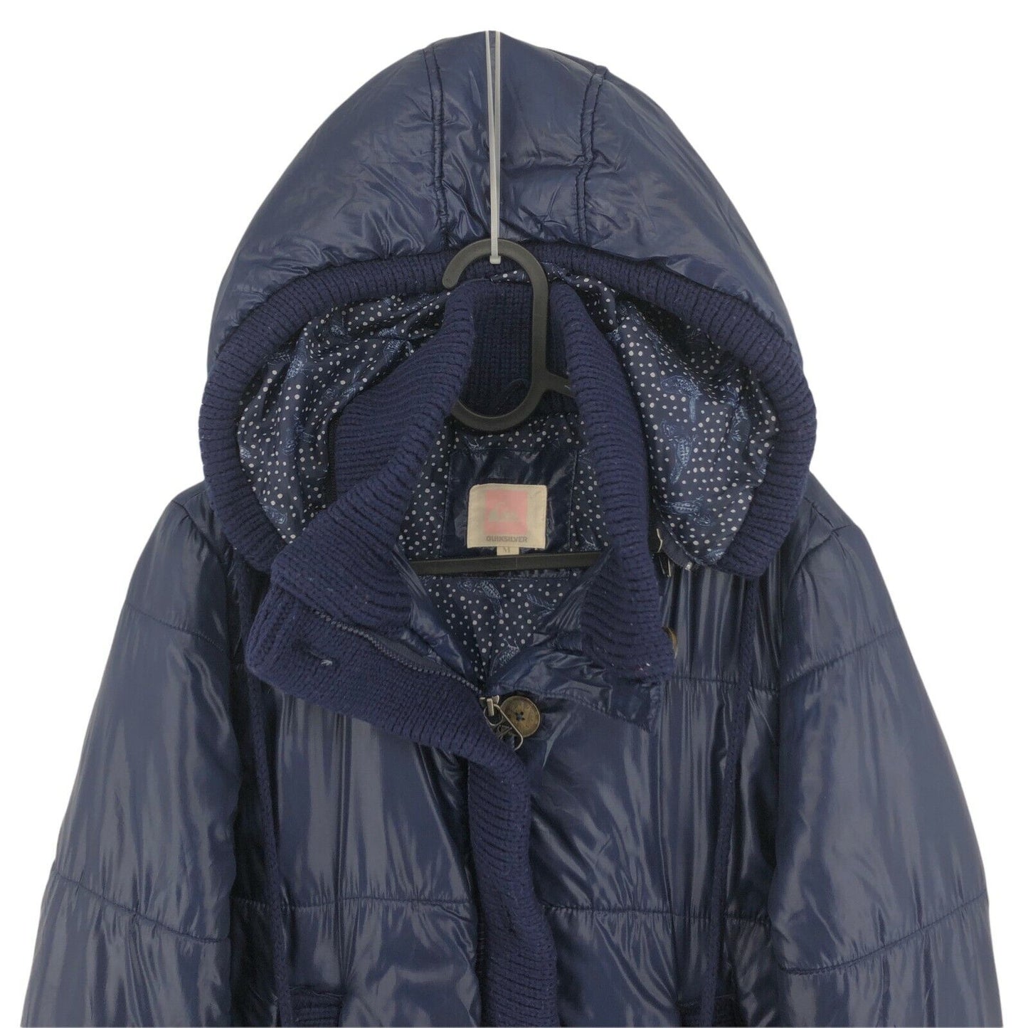 QUIKSILVER Navy Blue Hooded Padded Puffer Jacket Coat Size M