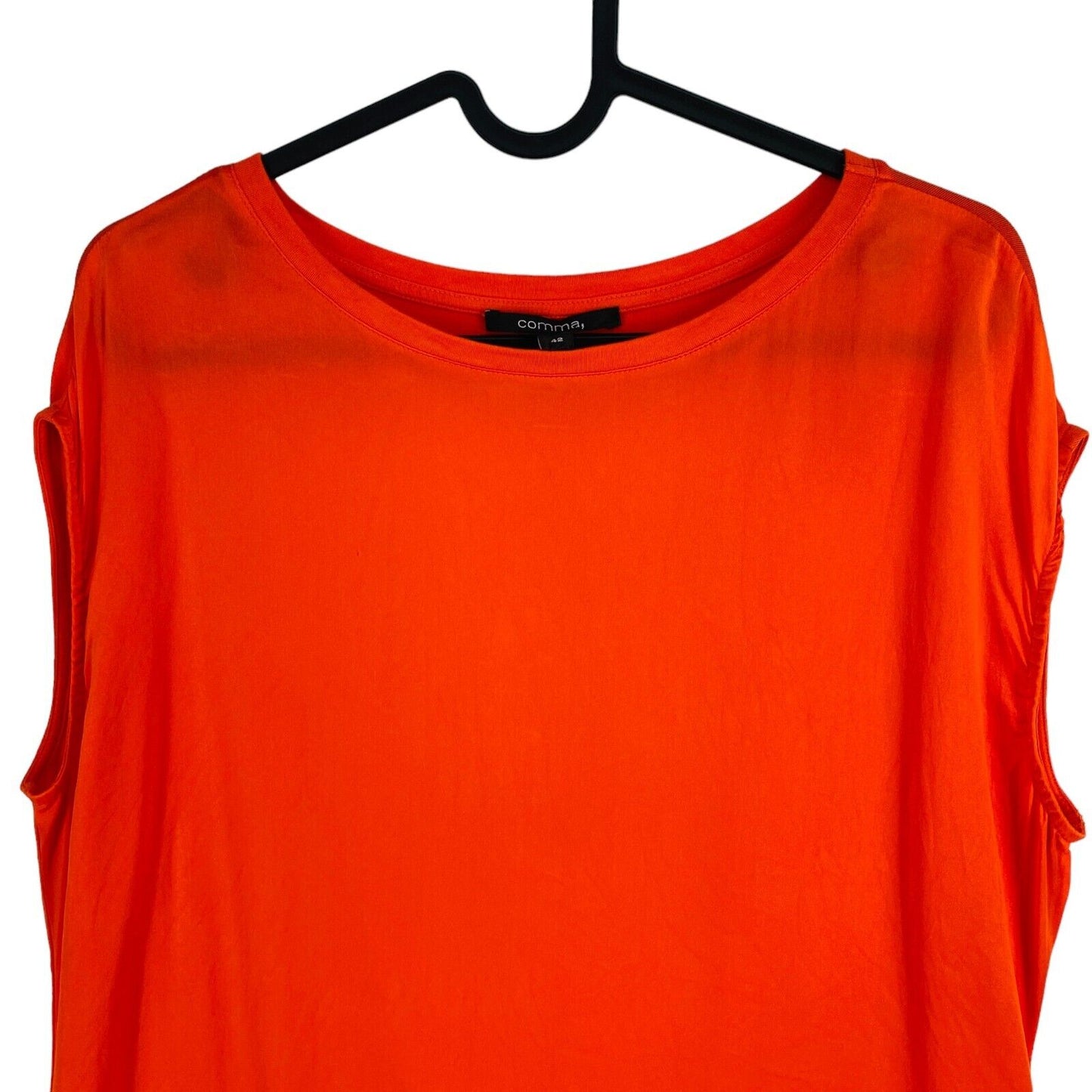 COMMA Women Orange Silk Sleeveless T Shirt Size EU 42 UK 16 US 12