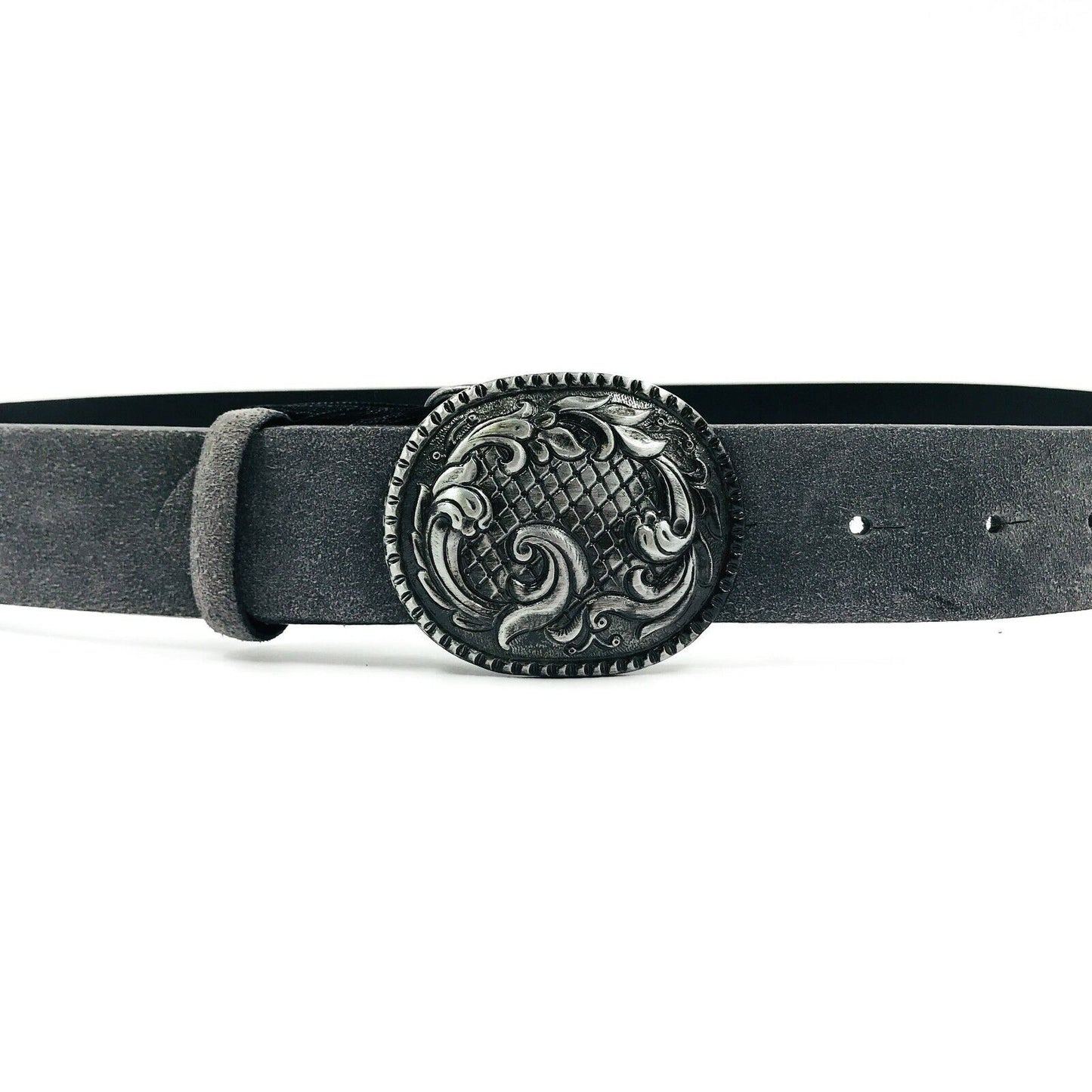 Artisti Italiani Ceinture en cuir suédé véritable gris foncé taille 85 90 cm