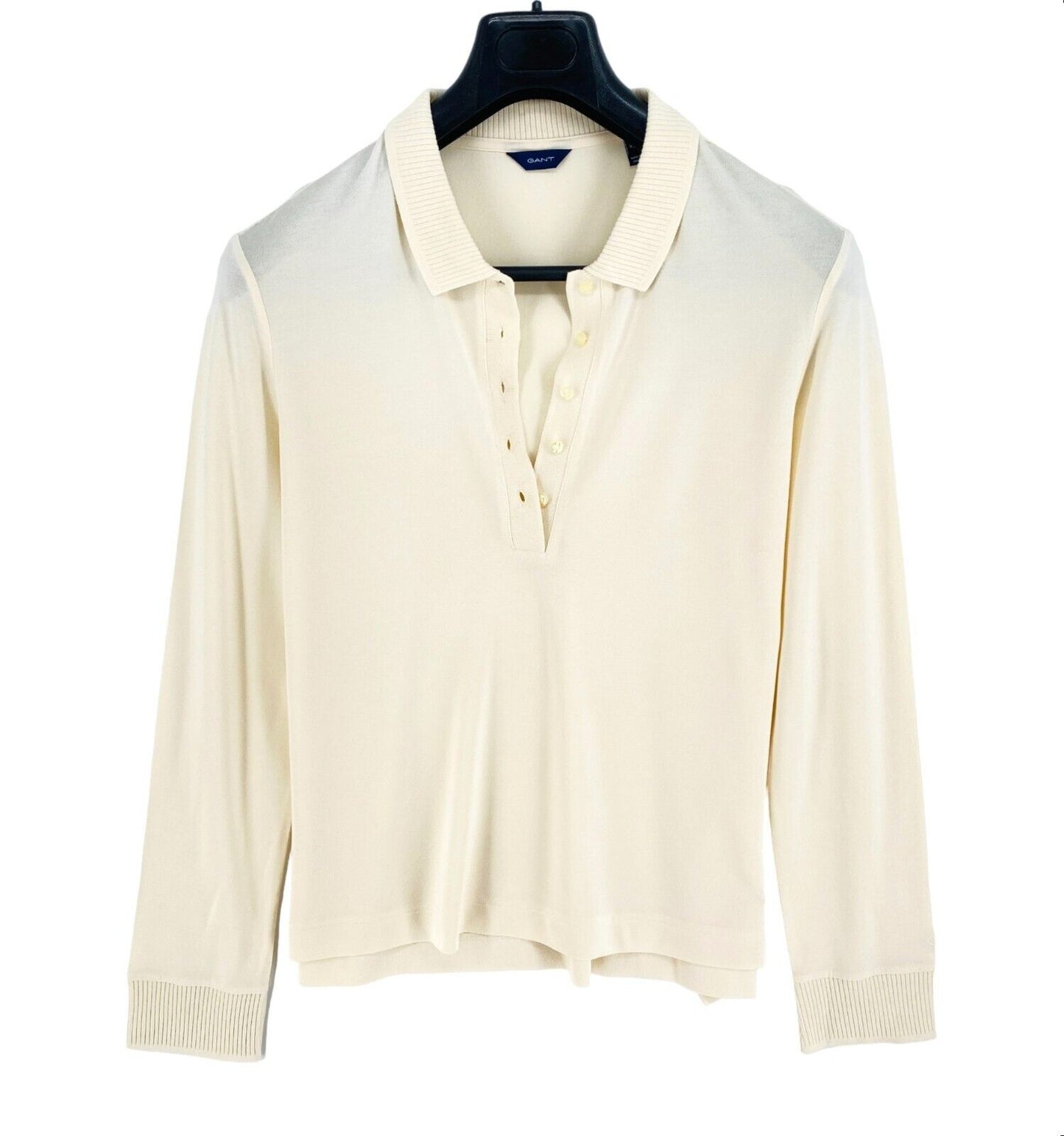 GANT Polo Beige Détail Col Manches Longues Taille 2XL XXL