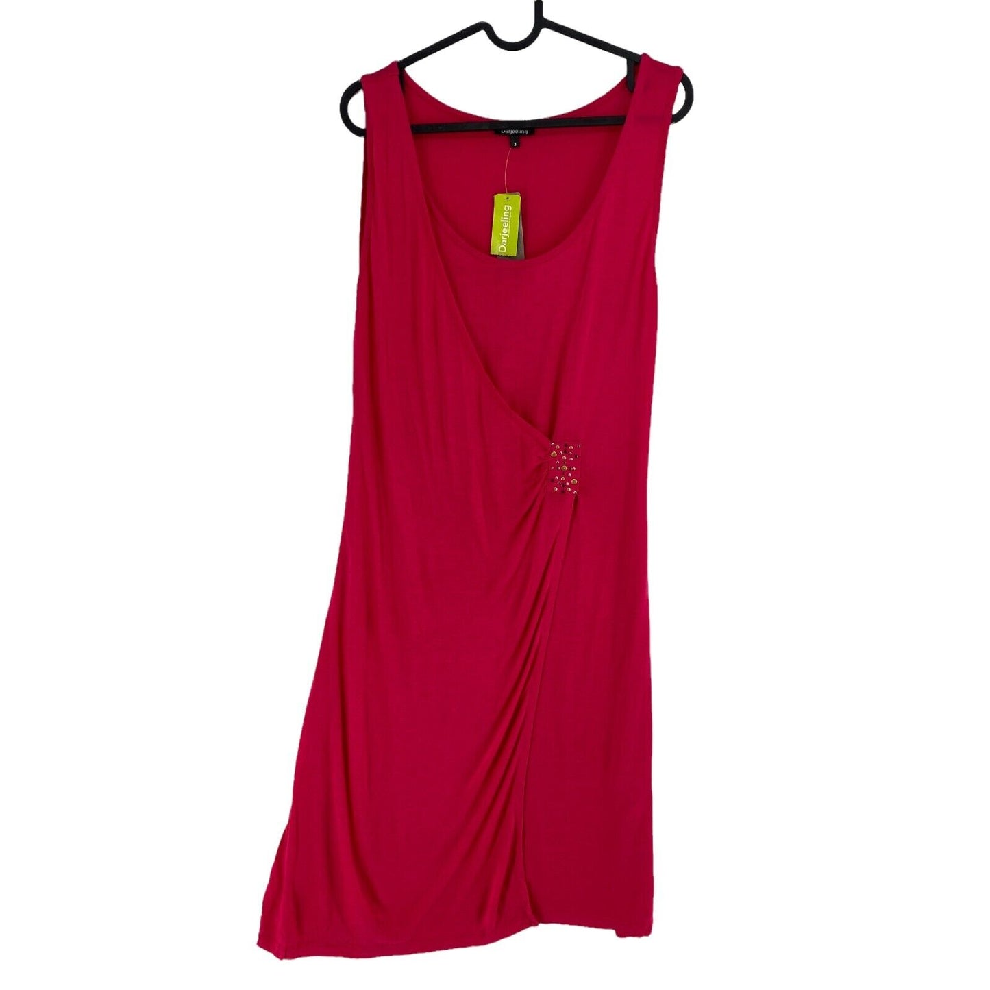 Darjeeling Red Sleeveless Round Neck Shift Dress Size M