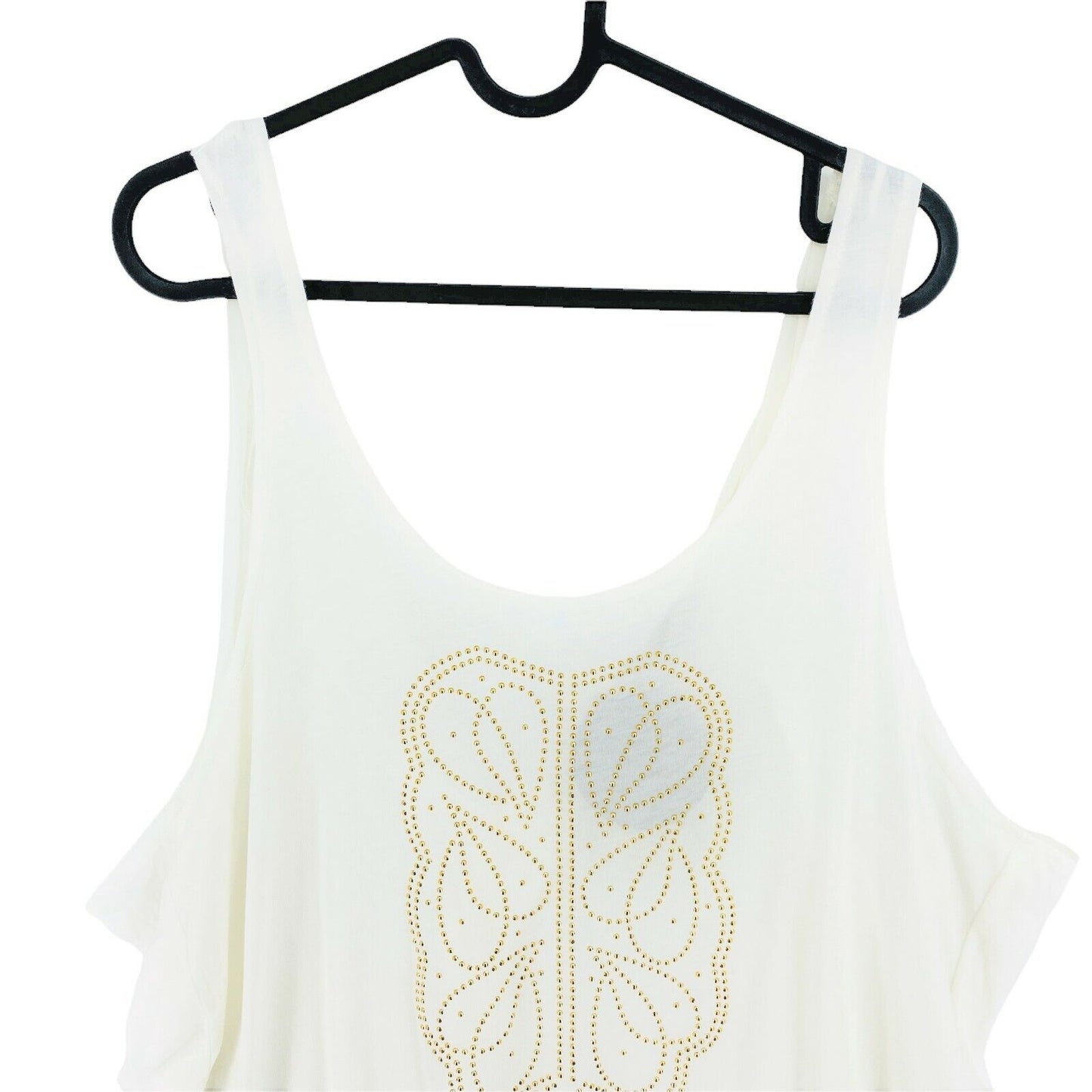 STRADIVARIUS White Round Neck Flared Tank Top Size M