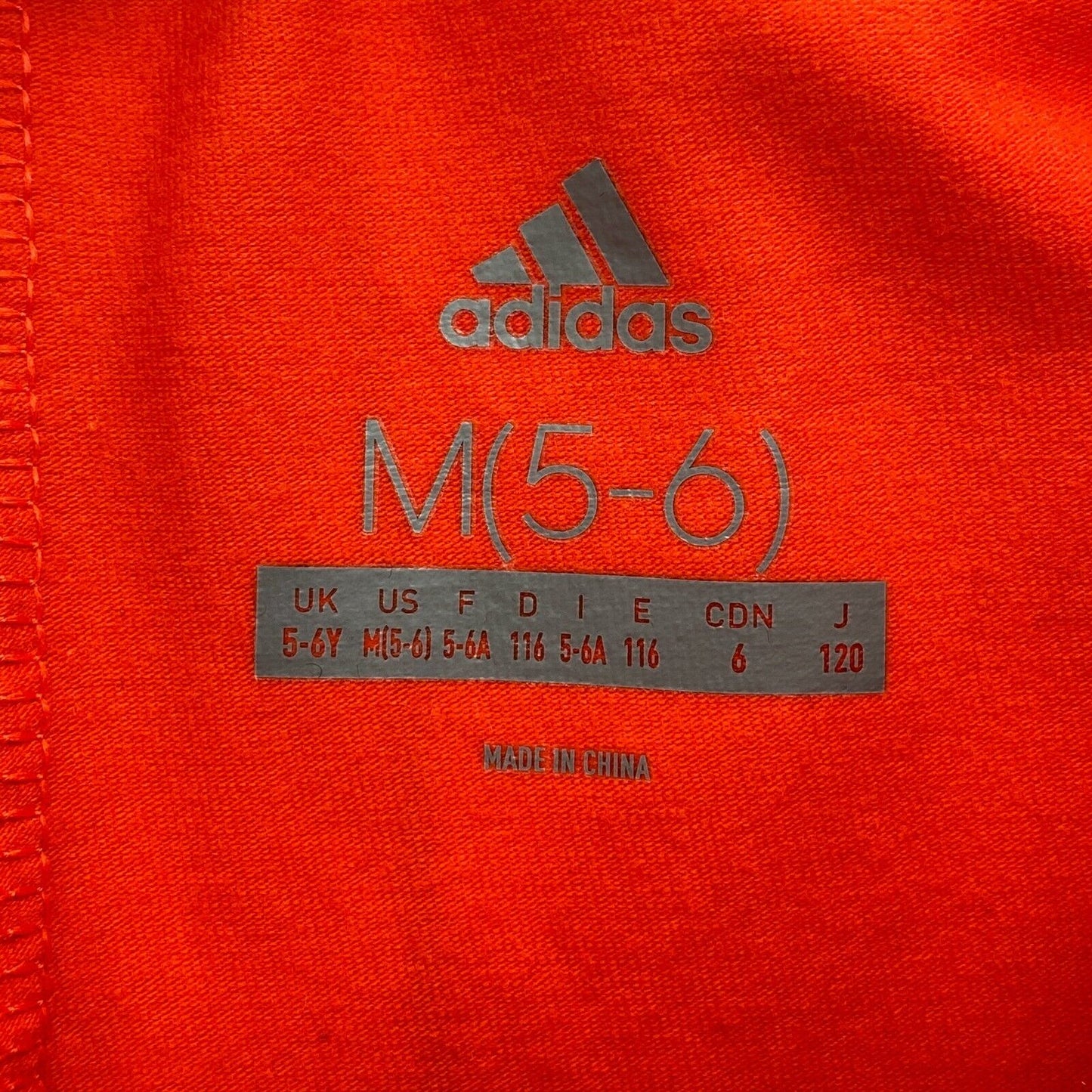 Adidas Girls Orange Comfort Tight Leggings Size 5 - 6 Years