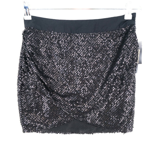 RRP €111 DEREON Black Sequin Short Skirt Size S M