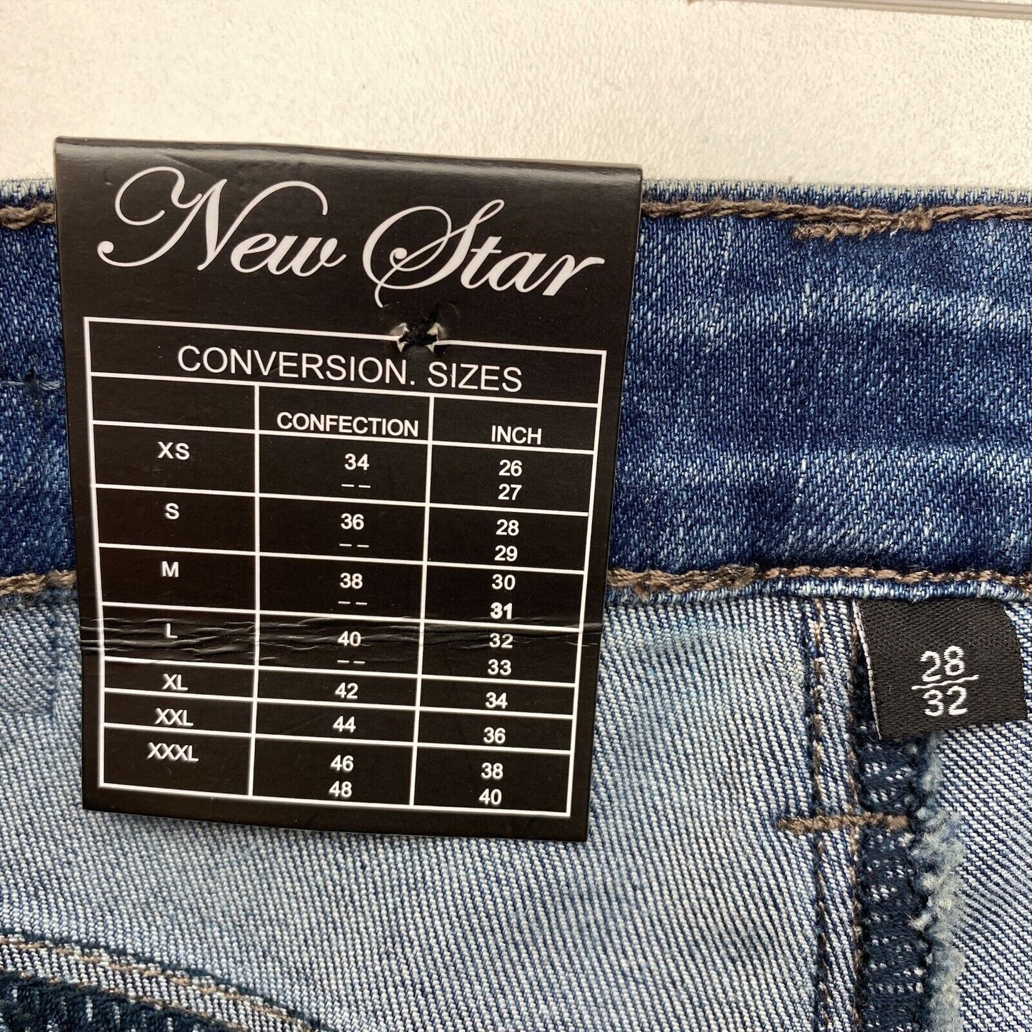 New Star Navy Blue Stone Wash Cotton Blend Straight Jeans Size S W28 L32