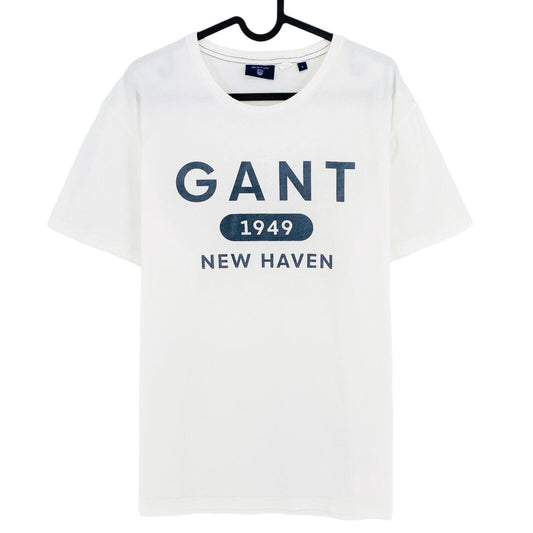 GANT T-Shirt mit Rundhalsausschnitt und Logo, weiß, Größe L