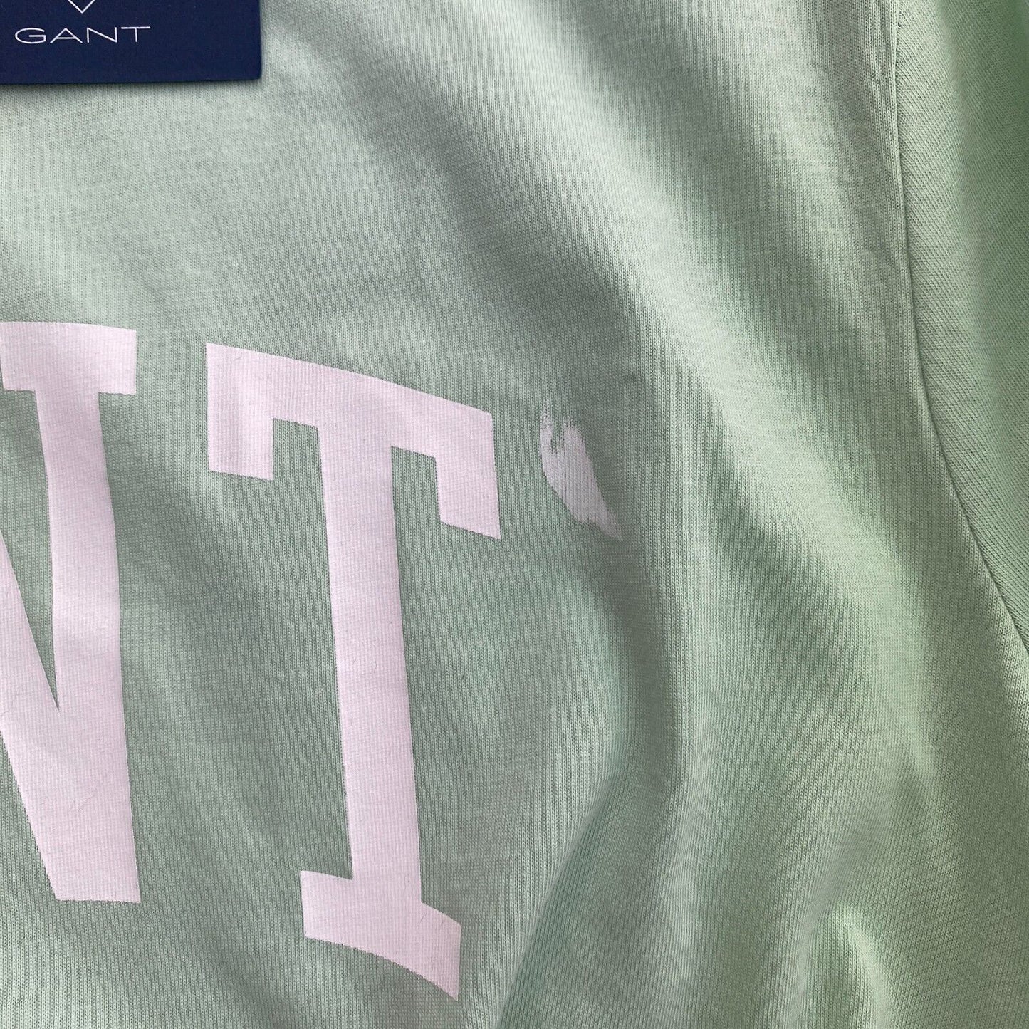 GANT Women Light Green Logo Crew Neck T Shirt Size L