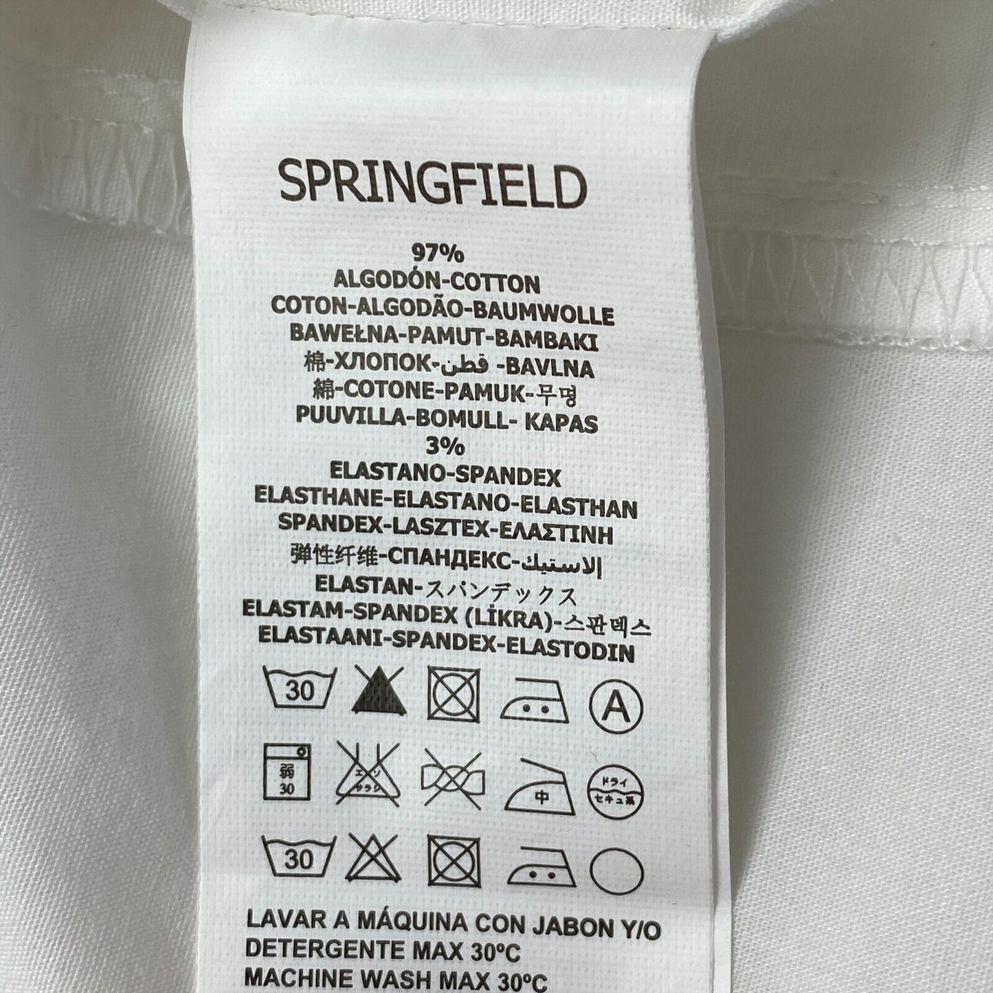 SPRINGFIELD UP Slim Fit White Cotton Blend Button Shirt Size L