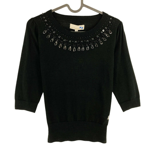 LA MARTINA Black Crew Nek Mixed Merinos Blouse Top Size 1 / XS