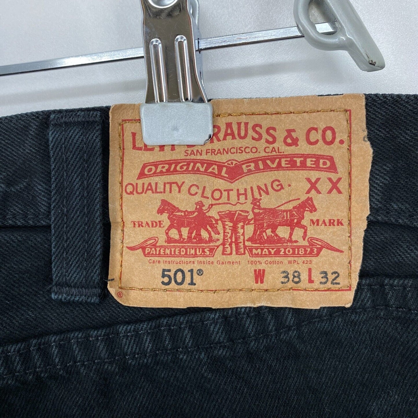 Vintage Levi's 501 Black Original Regular Straight Fit Jeans W38 L32