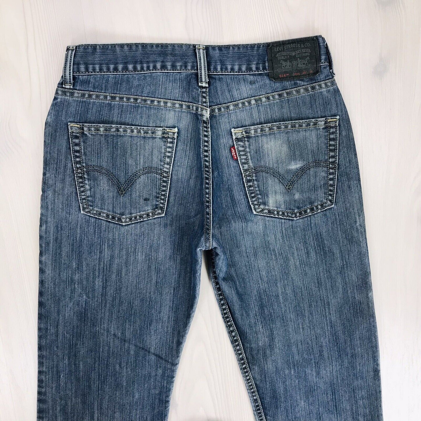 Vintage Levi's 514 Boys Dark Blue Slim Straight Fit Jeans 18 Reg / W29 L29