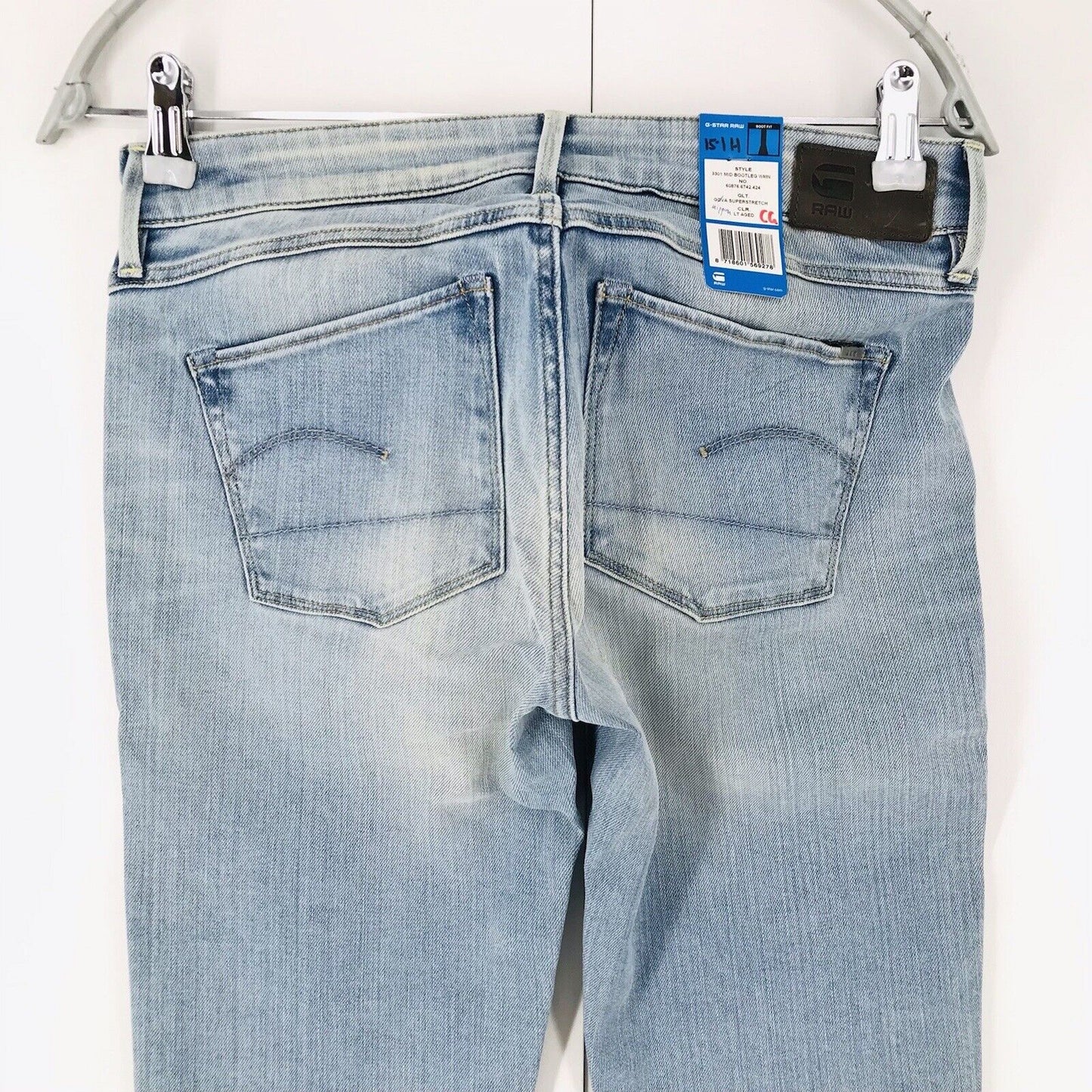 G-STAR RAW 3301 MID BOOTLEG Women Blue Bootcut Fit Jeans W27 L32