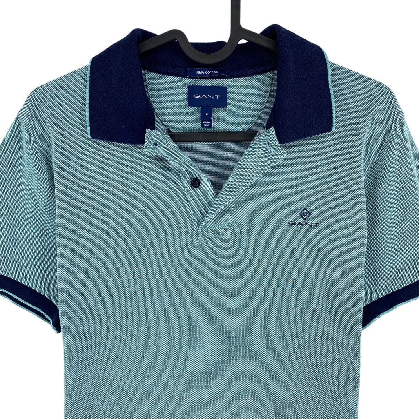 GANT Men Blue 3-Col Tipping Pique Rugger Short Sleeves Polo Shirt Size S