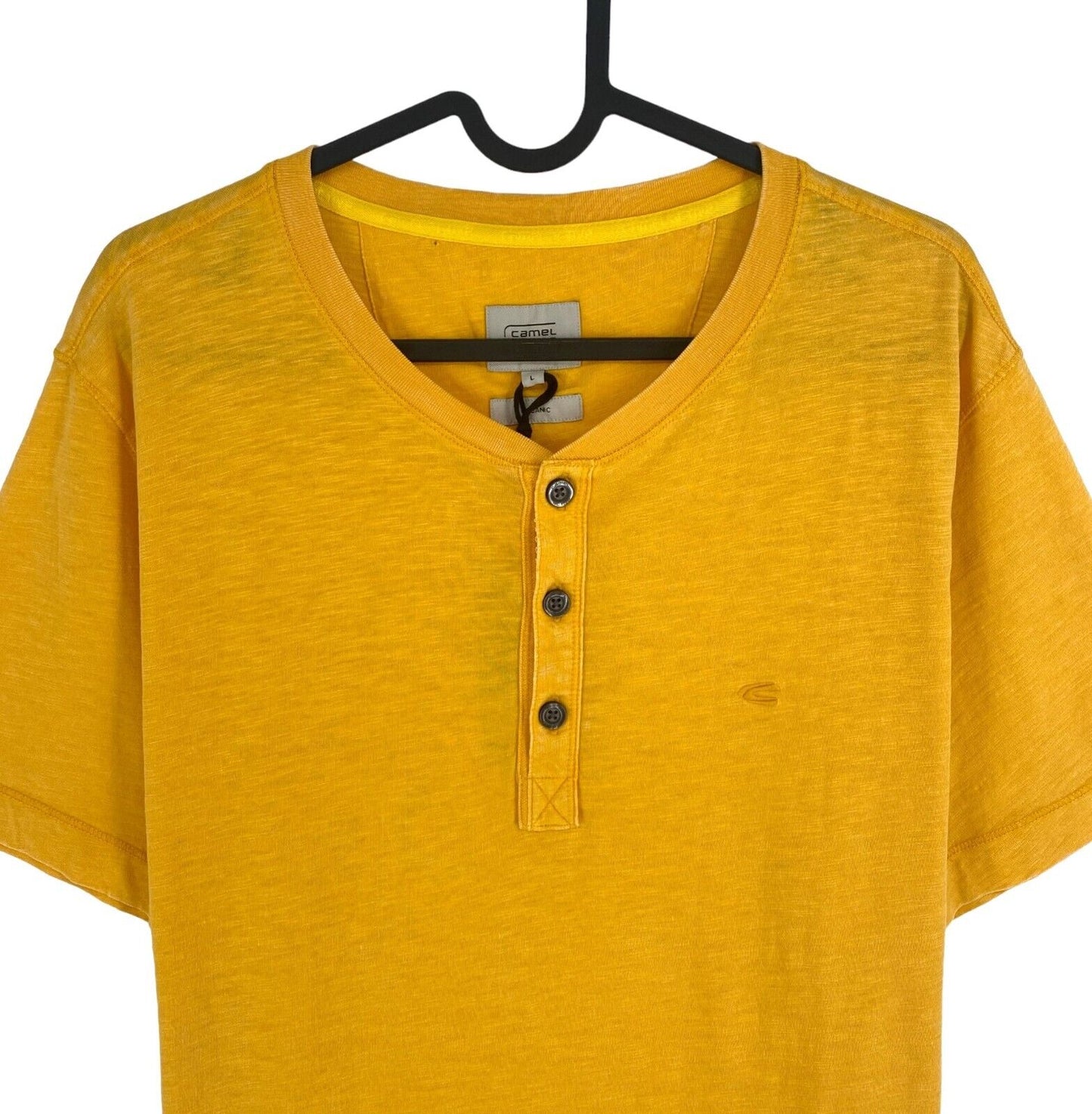 CAMEL ACTIVE Men Yellow Henley Neck Short Sleeves T Shirt Size L