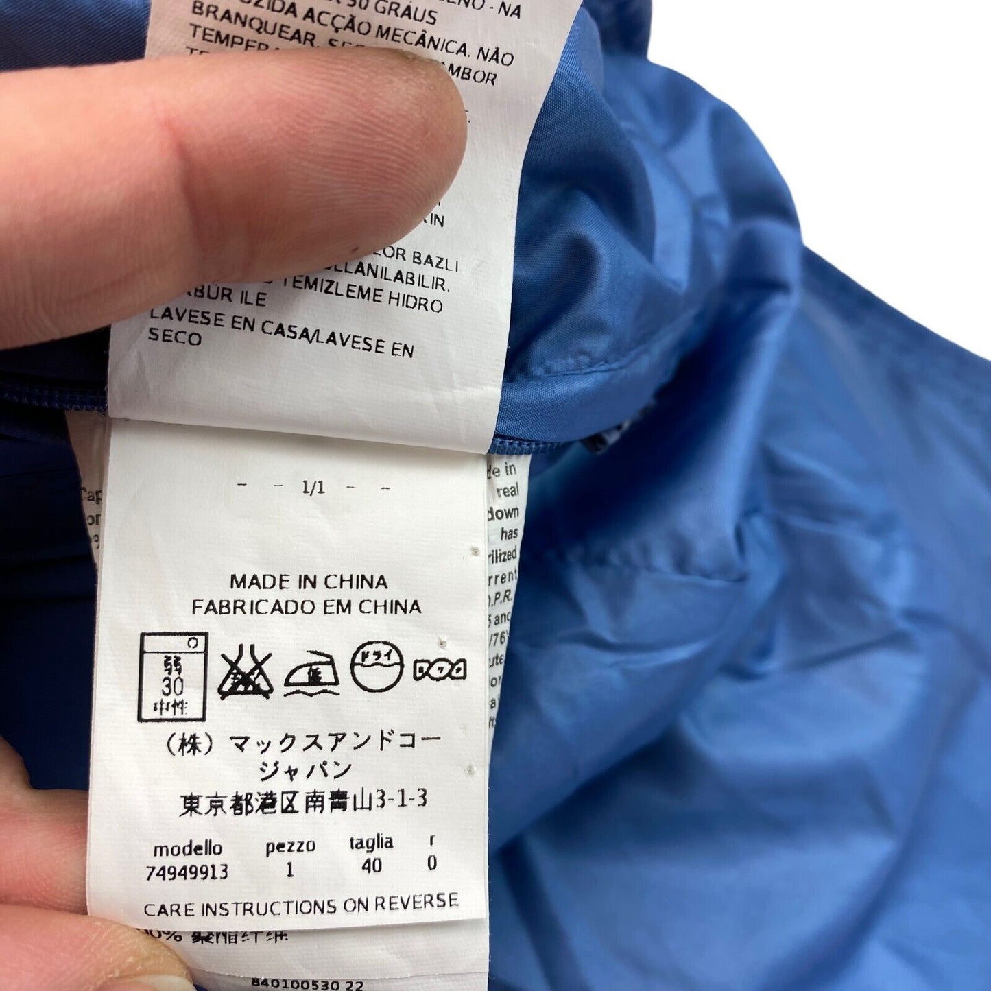 MAX&amp;Co. Bleu marine à capuche doudoune manteau taille EU 36 UK 8 US 4