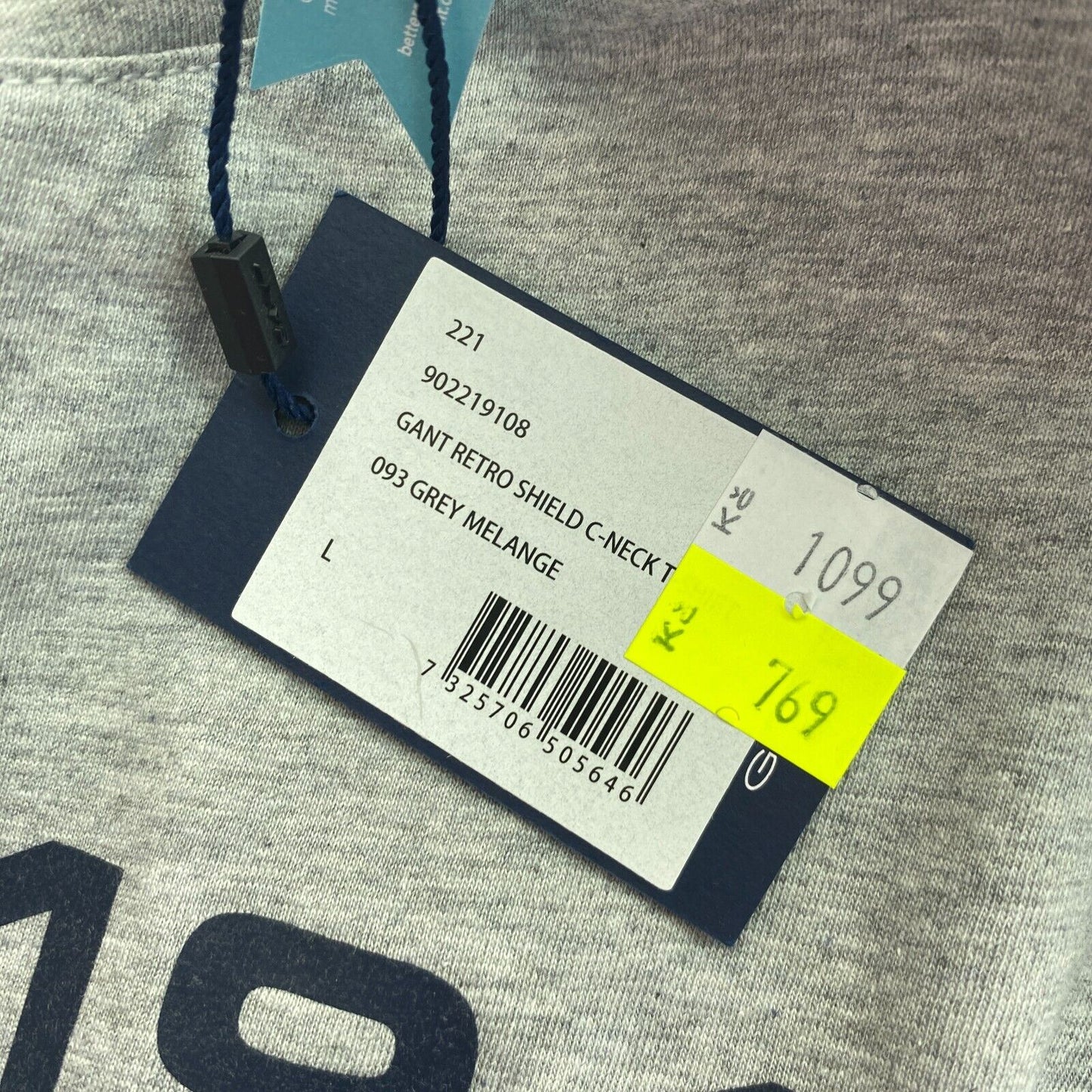 GANT T-Shirt mit Rundhalsausschnitt und Retro-Schild, Grau, Größe L