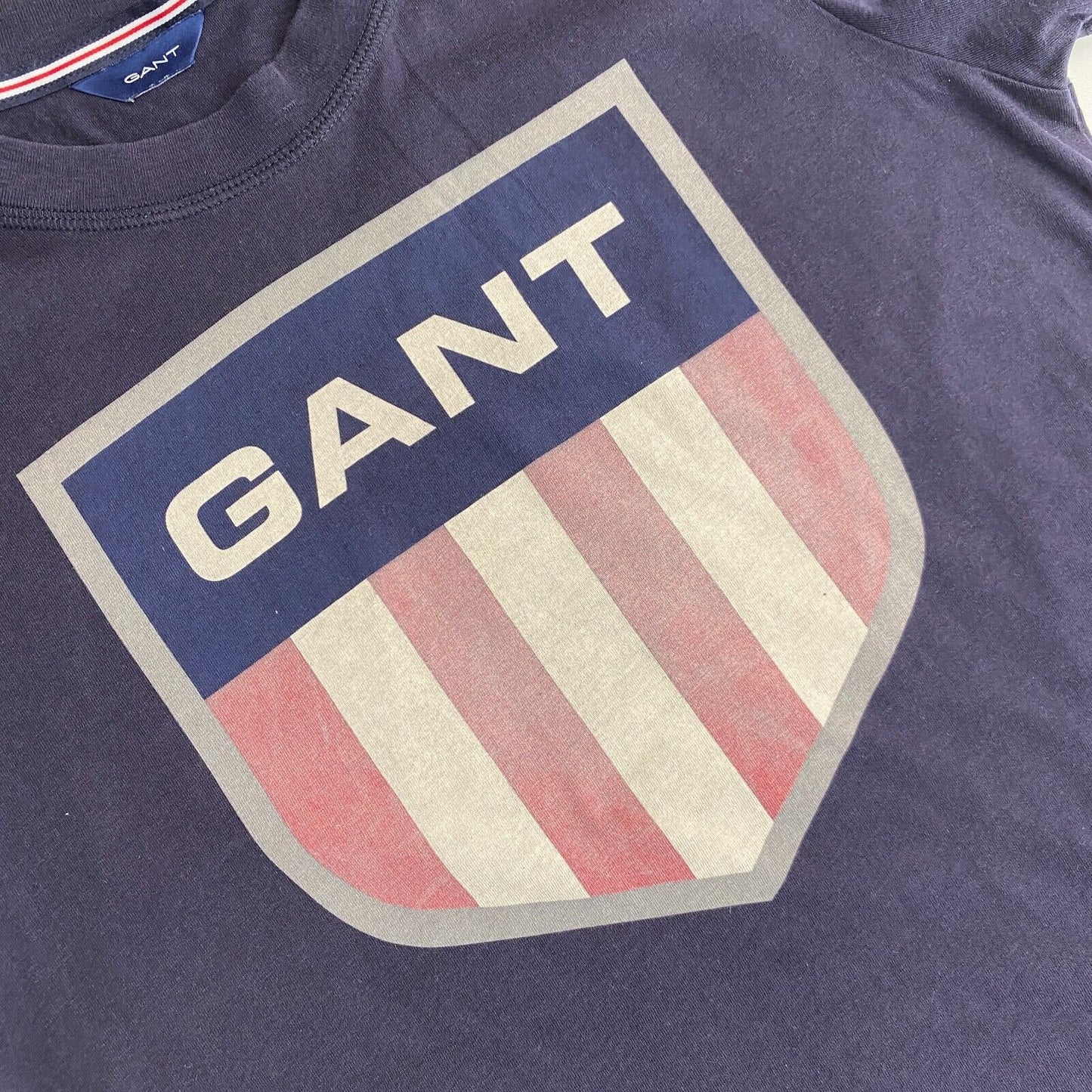 GANT Navy Blue Retro Shield Logo Crew Neck Top Size XS