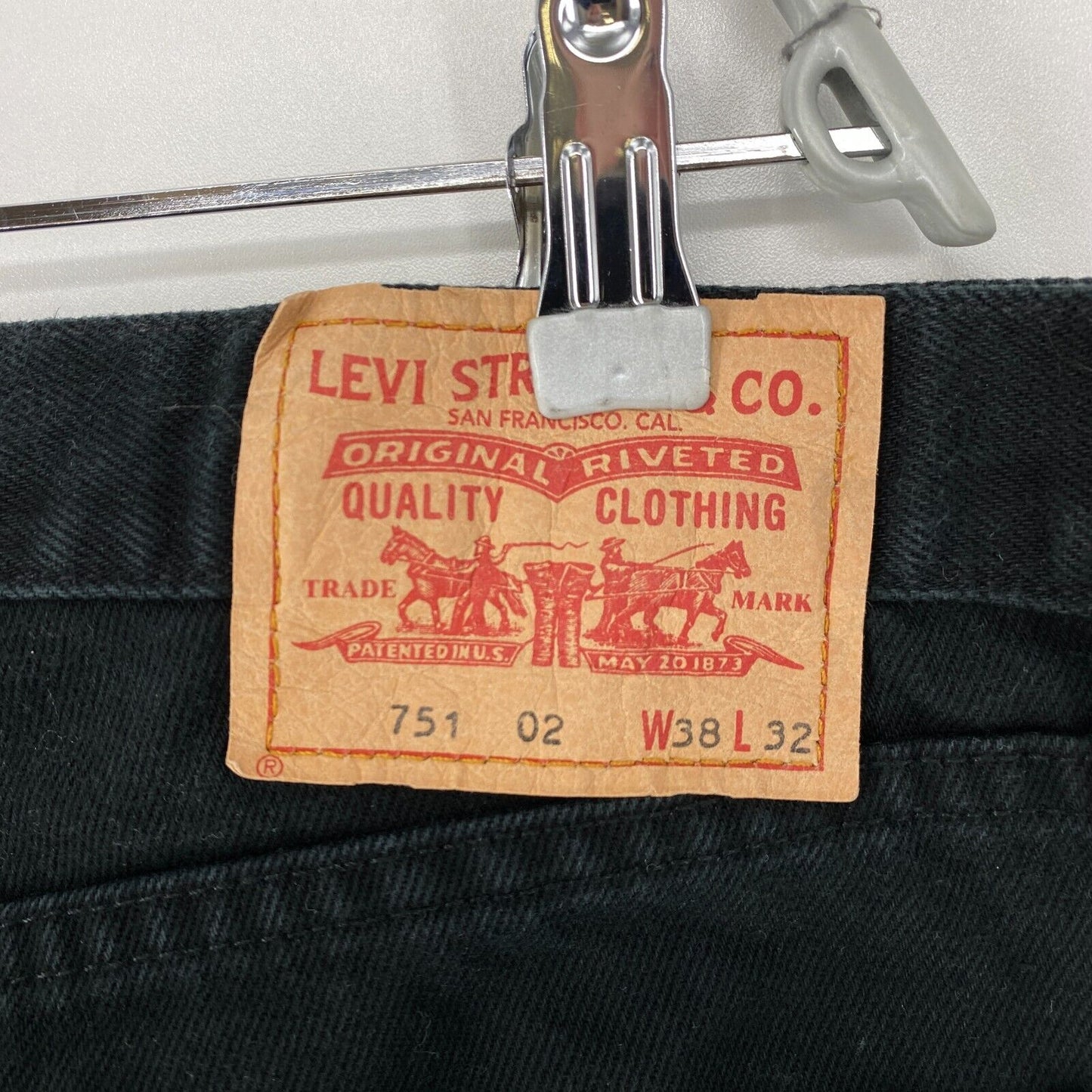 Vintage Levi's 751 02 Black Regular Straight Fit Jeans W38 L32