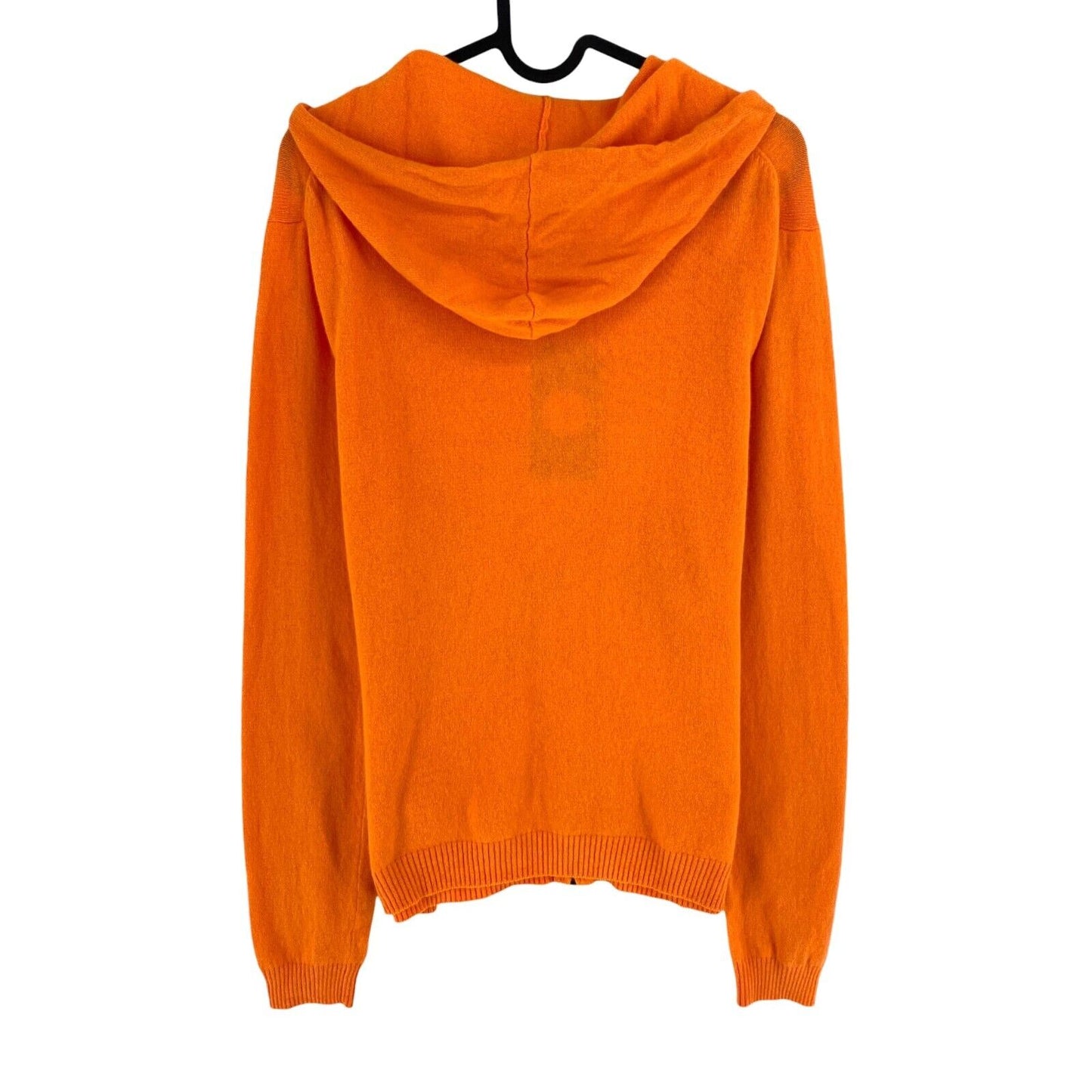 VUE SUR MER Women Orange 100% Cashmere Full Zip Hoodie Sweater Pullover Size XL