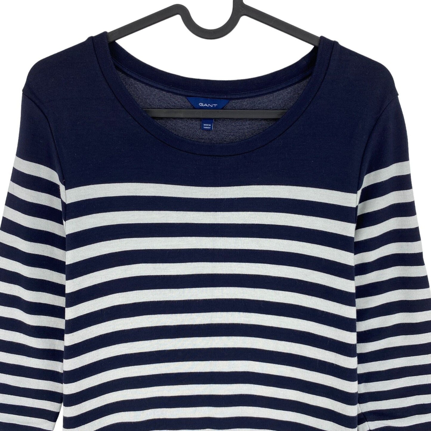 GANT Navy Blue Striped Crew Neck Long Sleeves Dress Size S