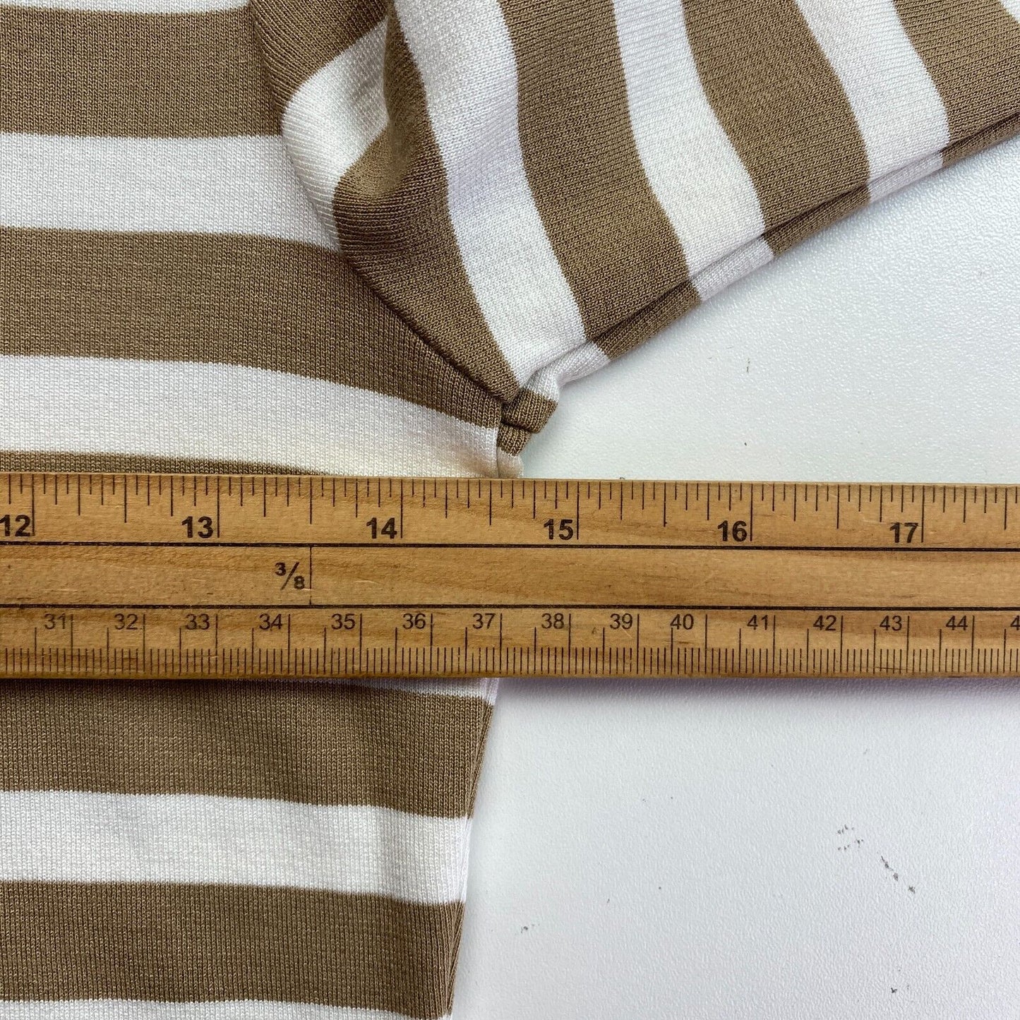 GANT Women Brown Striped Crew Neck Short Sleeve T Shirt Size S