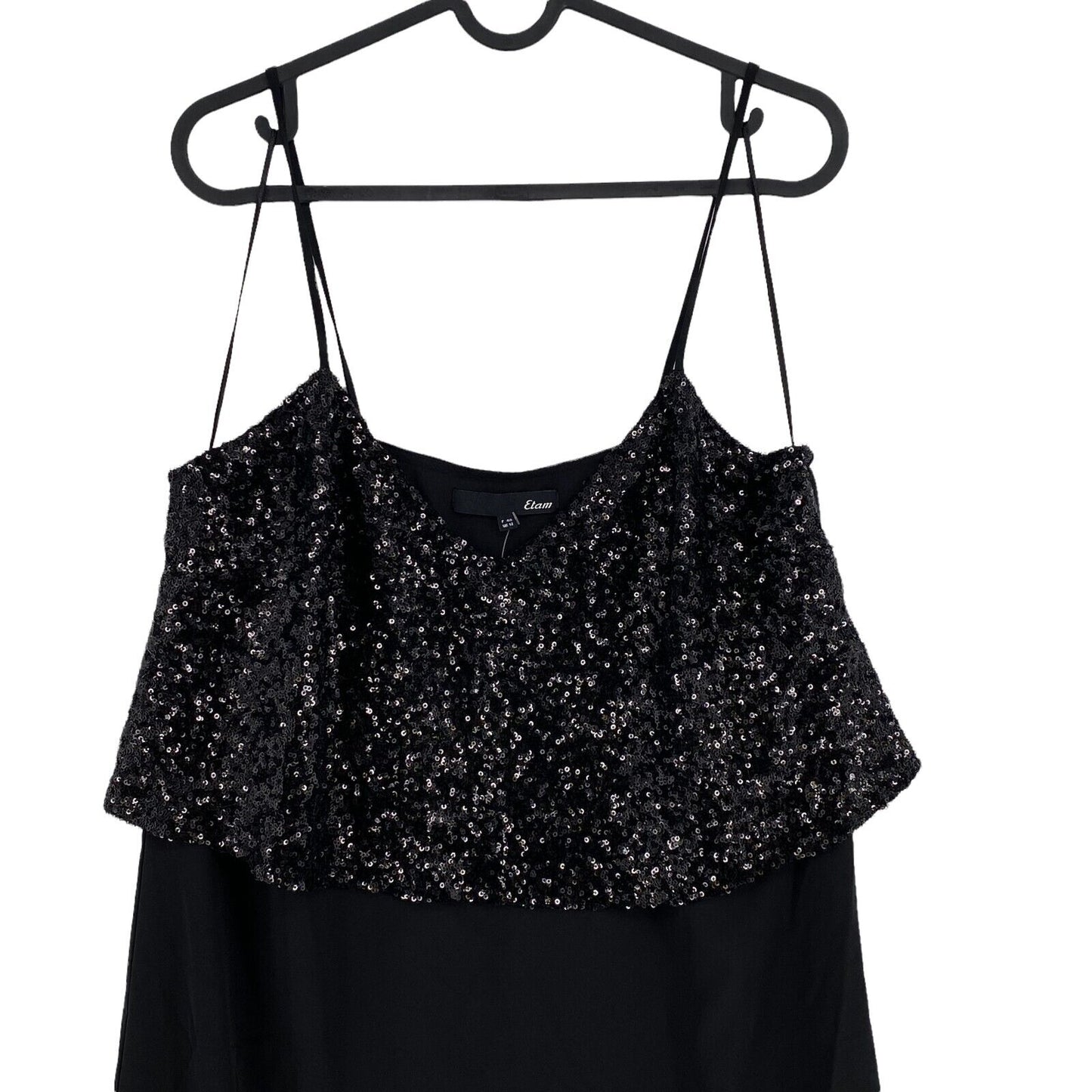 Etam Black Sequin Sleeveless Round Neck Tank Dress Size EU 40 UK 12 US 10