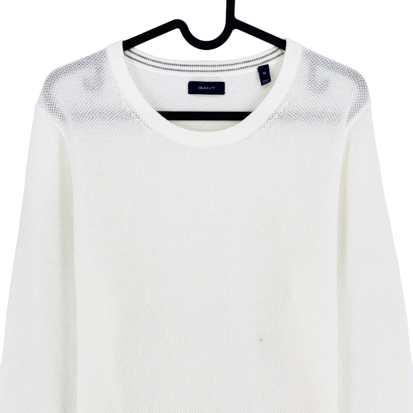 GANT White Cotton Pique Sweater Jumper Size M