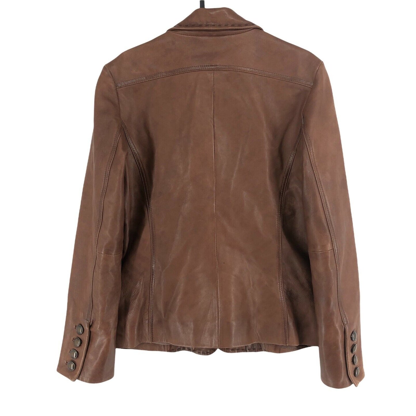 JOY Brown Real Leather Jacket Coat Size EU 40 UK 12 US 10