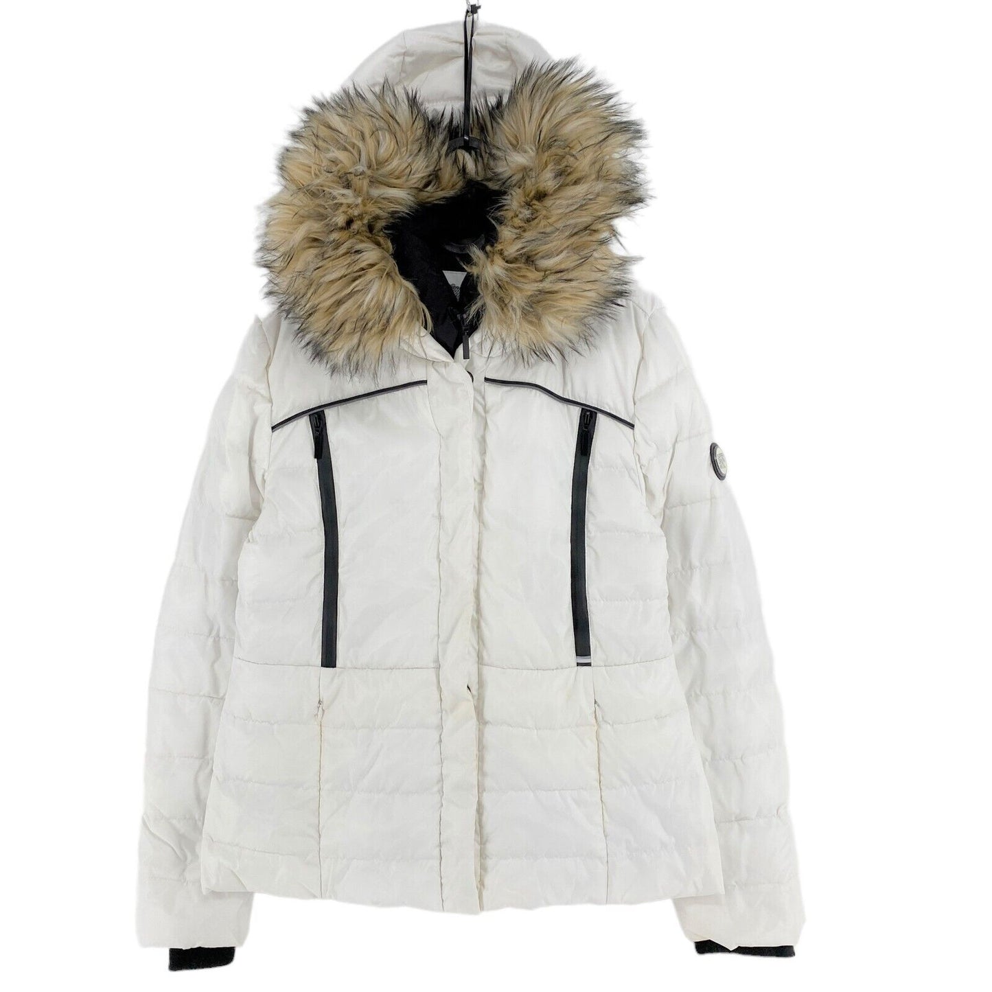 SUPERDRY MOUNTAINEERING SUPPLIES White Hooded Padded Puffer Jacket Coat Size S