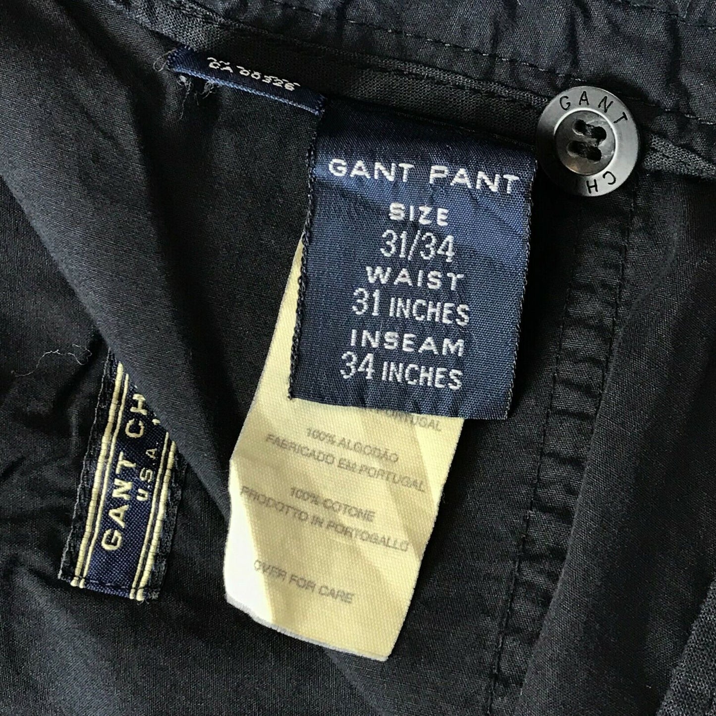 GANT Navy Blue Relaxed Tapered Fit Trousers Size W31 L34