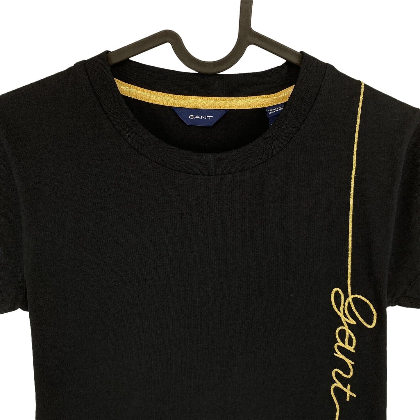 GANT Girls Black Script Crew Neck T-shirt Taille 13 - 14 ans 158/164 cm